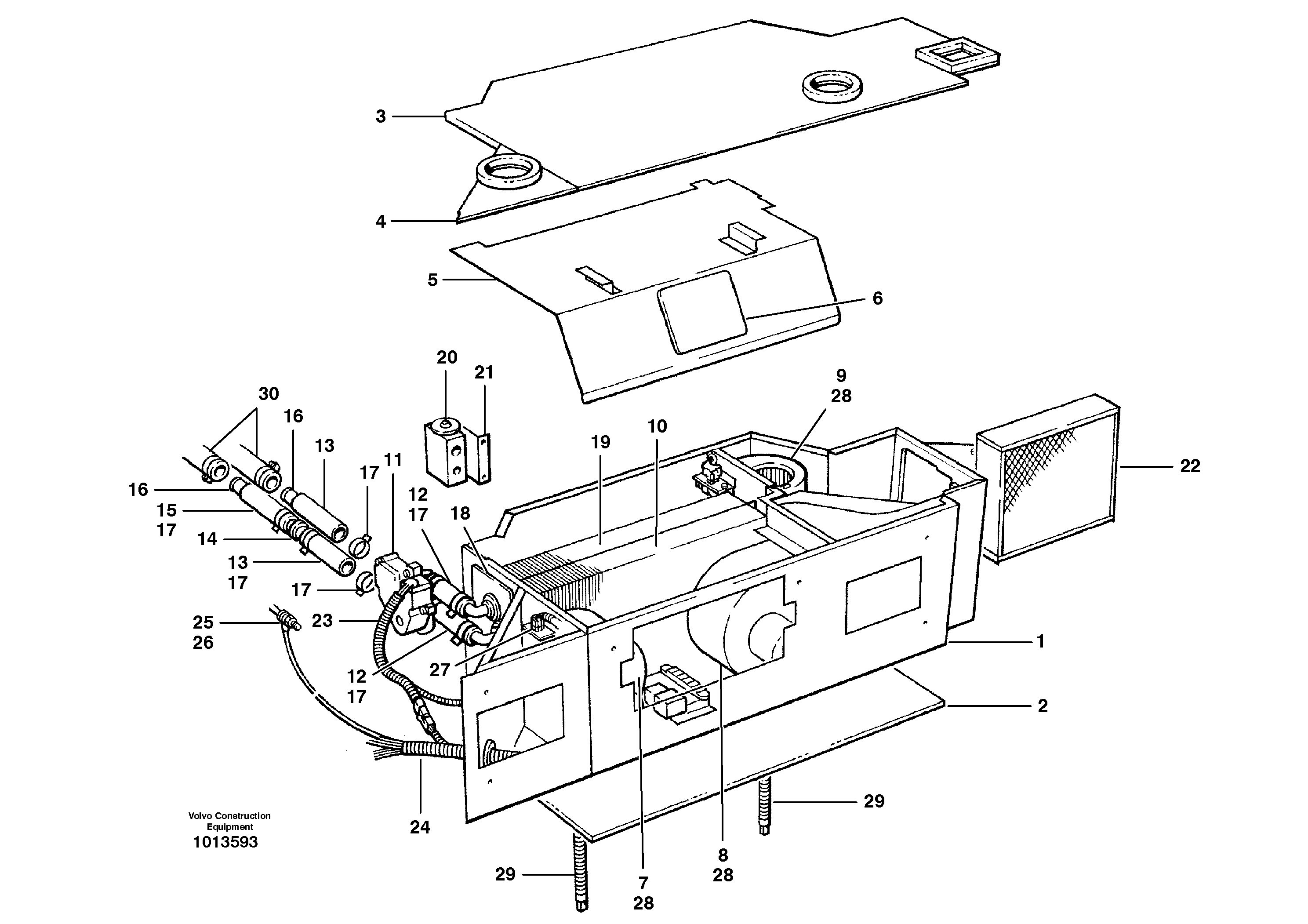 Cab heater and air conditioning — volvo parts diagram
