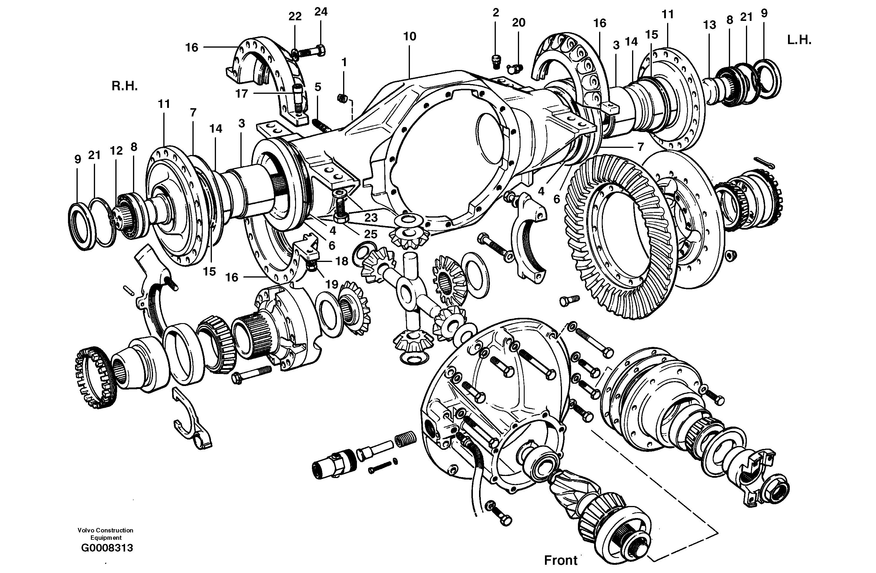 Final drive - housing assembly  MODEL G730B - G746B - S/N 35000 - 35698 — volvo parts diagram