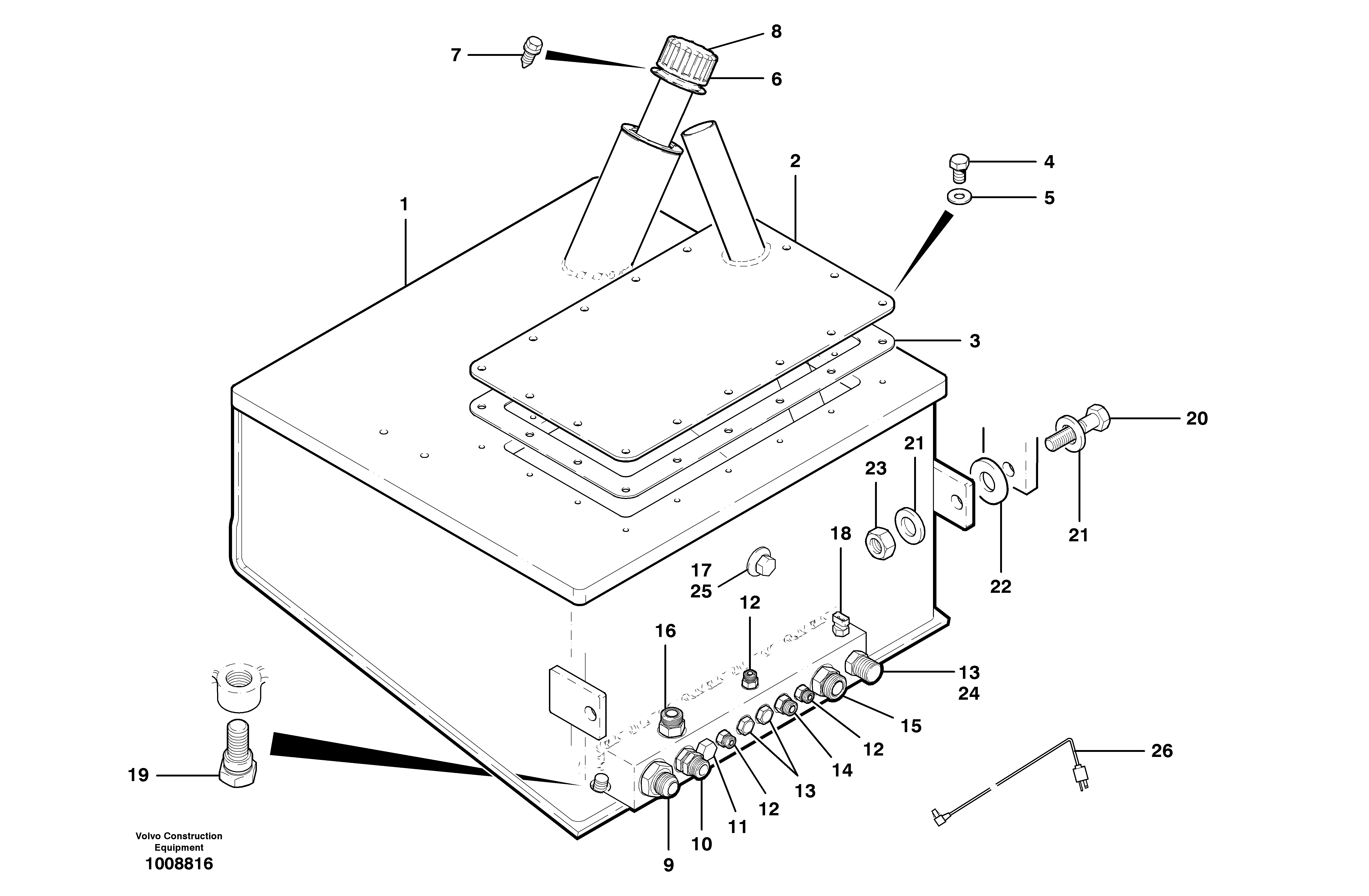 Hydraulic oil tank  S/N 35000 - 35187 — volvo parts diagram
