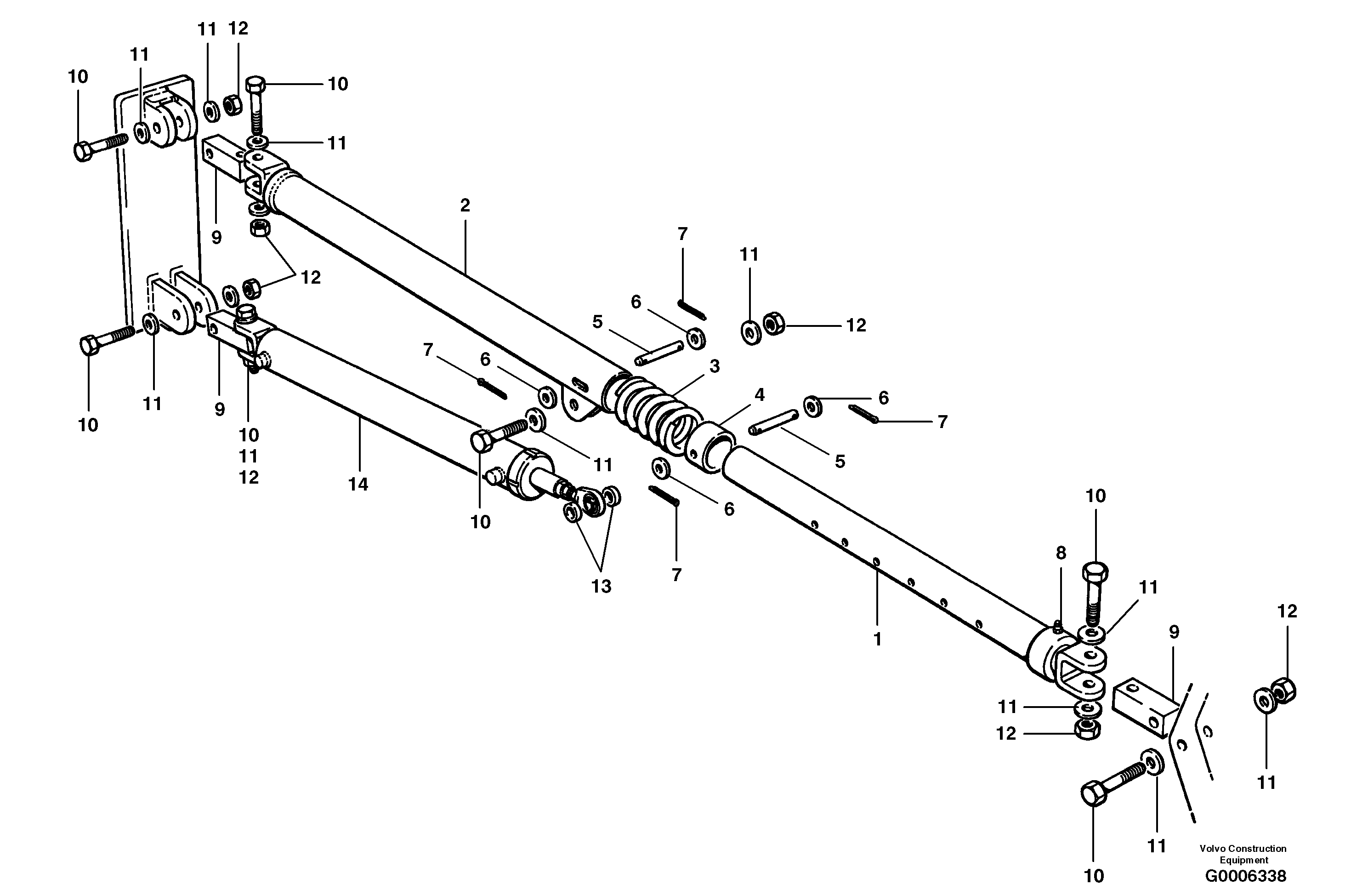 Wing stand-off arm installation — volvo parts diagram