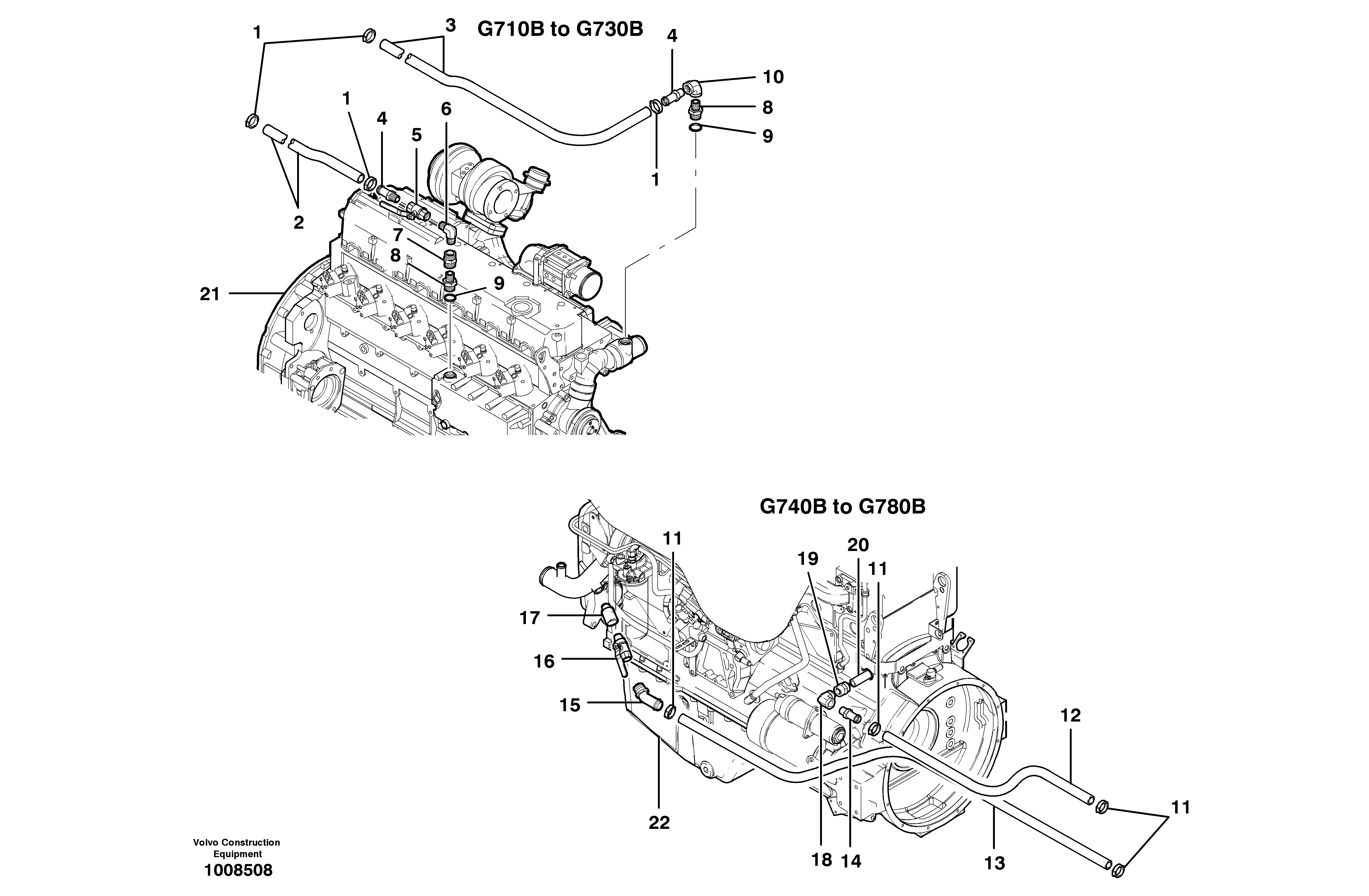 Cab heater pipes - engine — volvo parts diagram