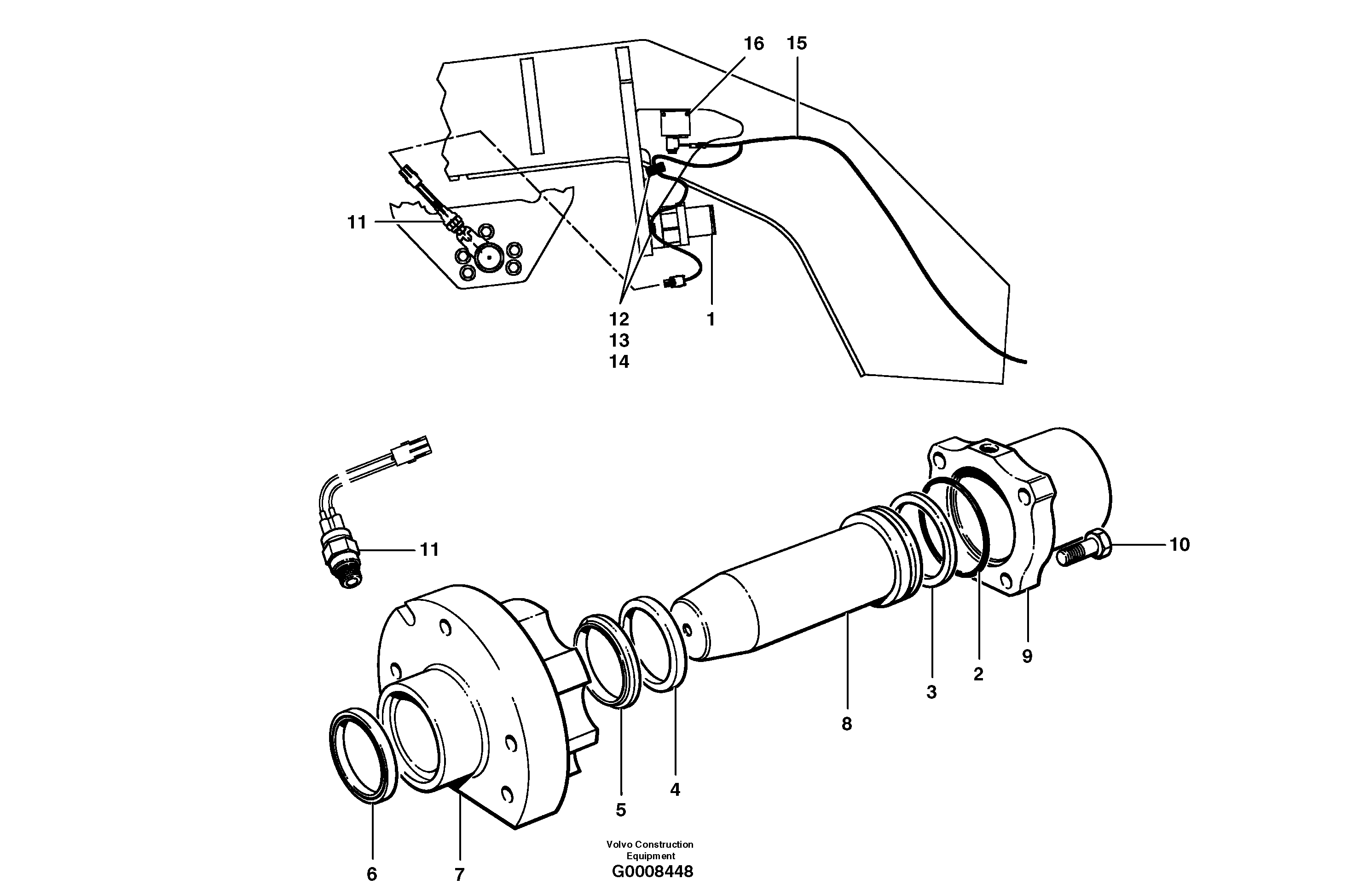 Lock cylinder and wiring harness - MBCS/HMBCS — volvo parts diagram