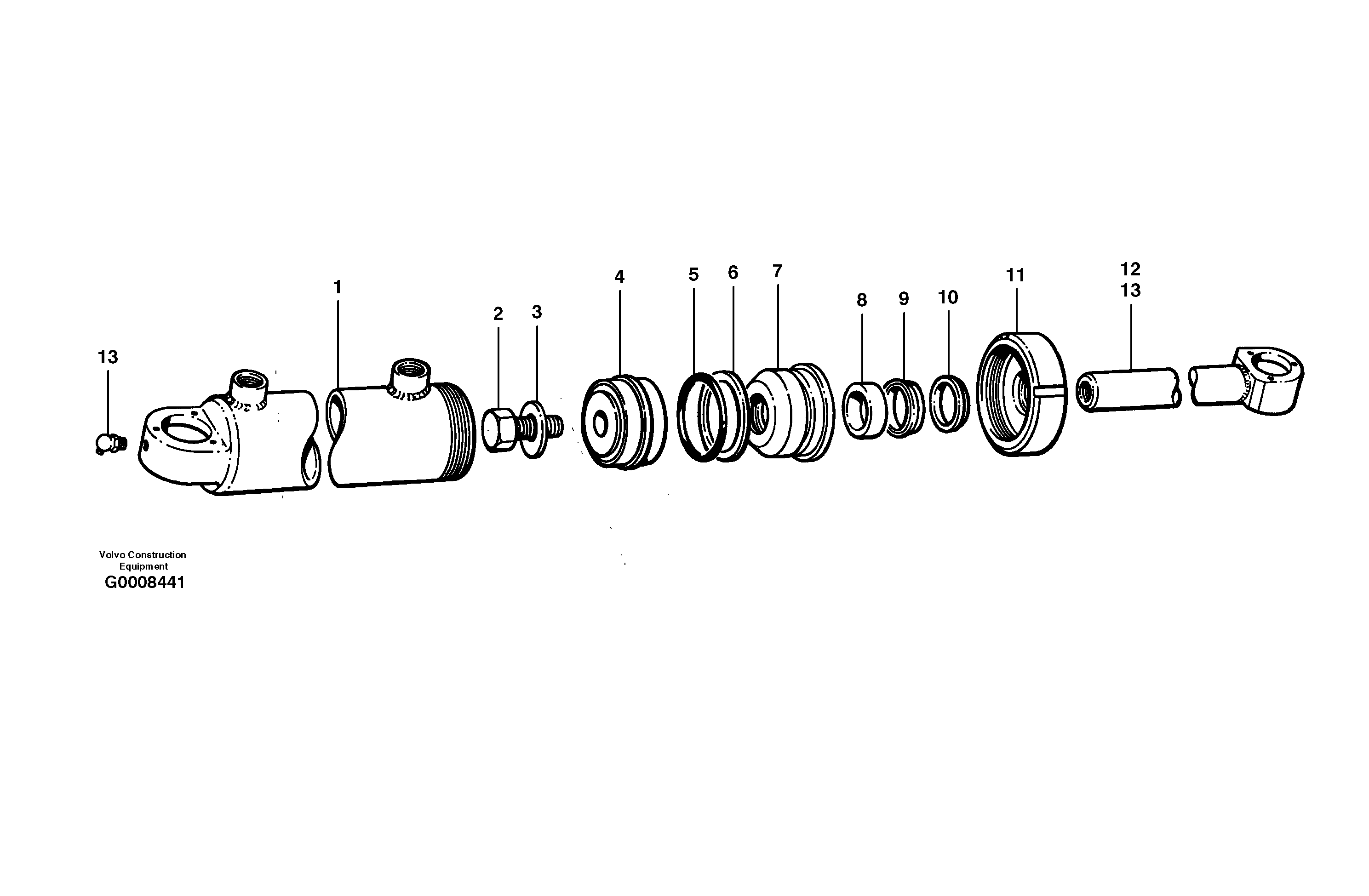 Circle turn cylinders  MODEL G710B - G746B — volvo parts diagram