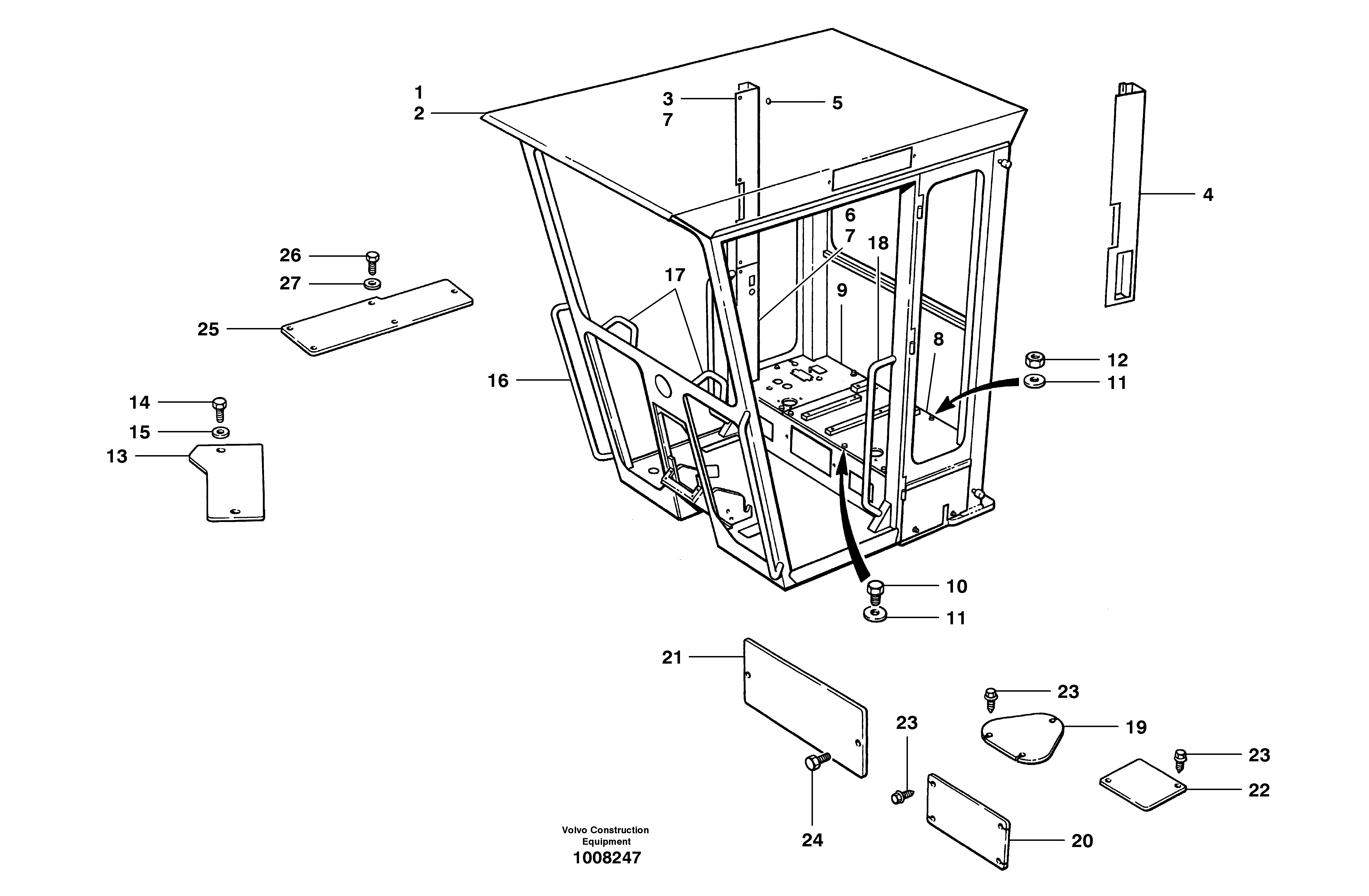 Cab - standard and Canopy  S/N 35000 - 35049, 35052 - 35060 — volvo parts diagram