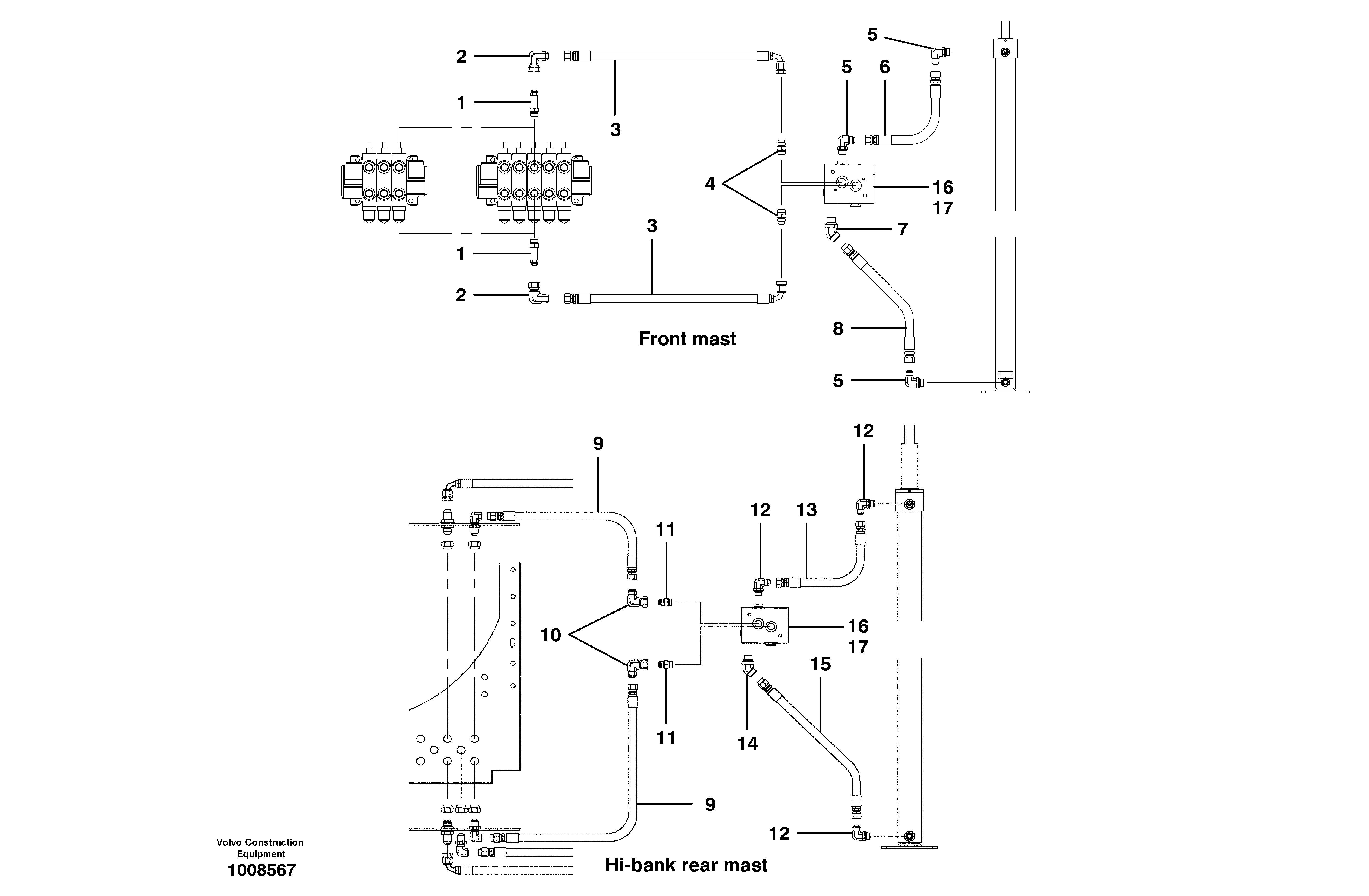 Wing slide hydraulic circuit — volvo parts diagram