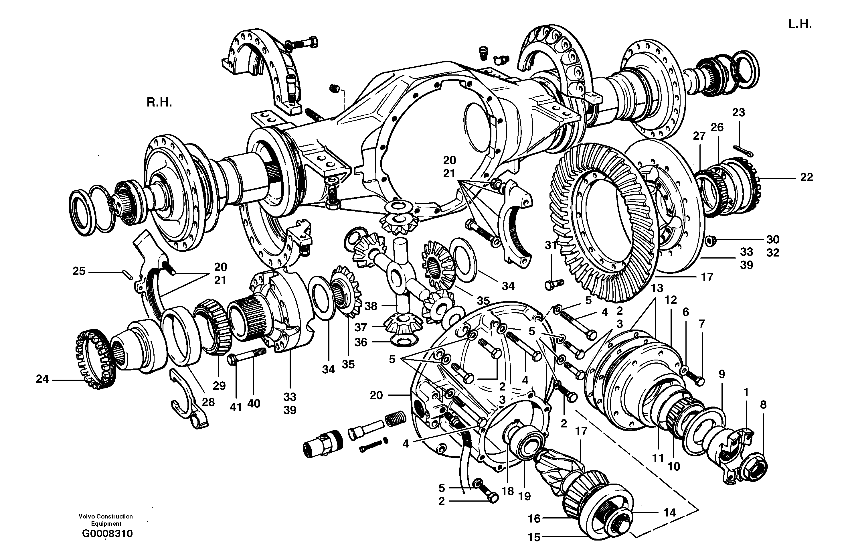 Final drive - differential carrier assembly  MODEL G730B - G746B - S/N 35000 - 35698 — volvo parts diagram