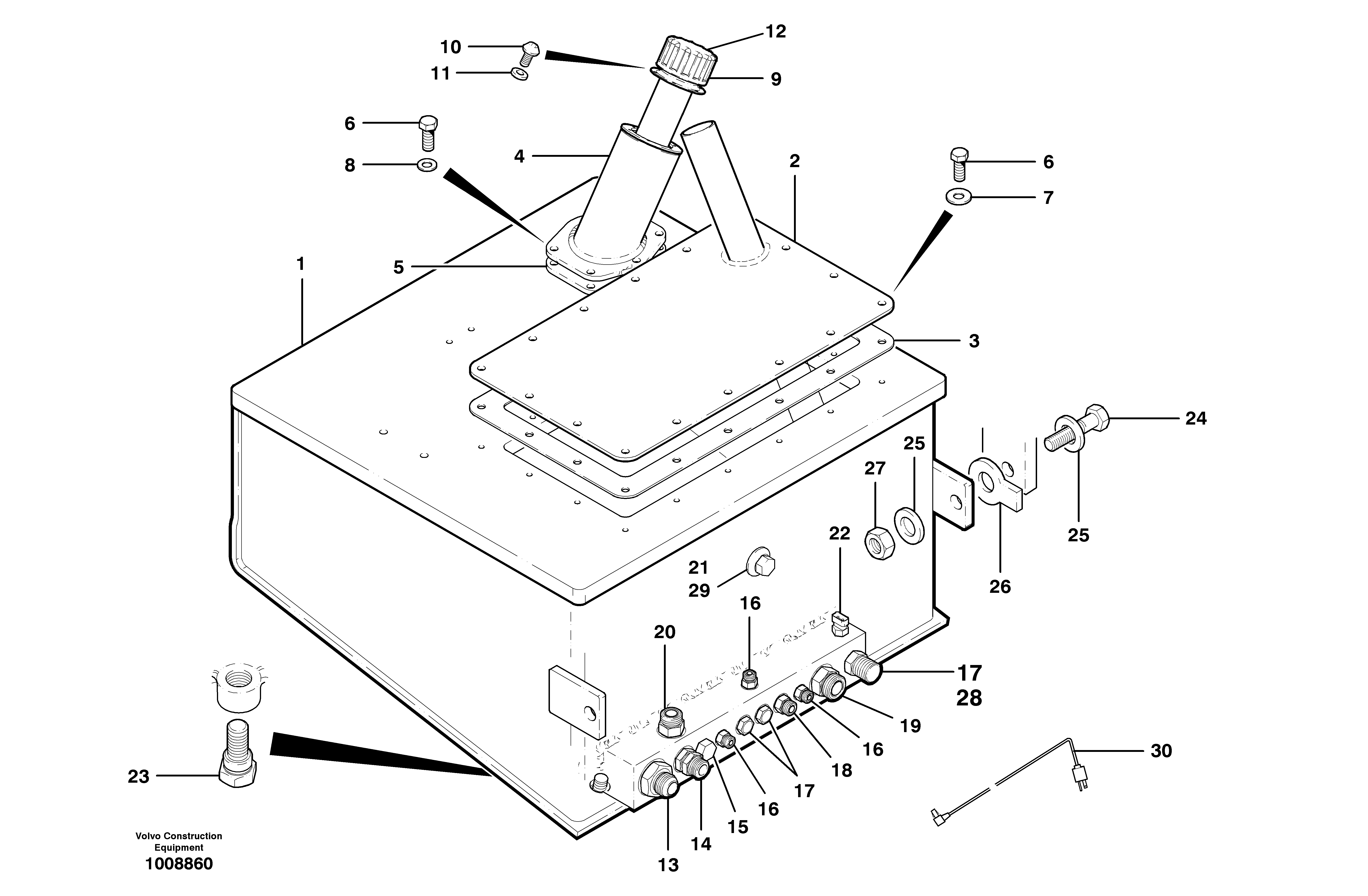 Hydraulic oil tank  S/N 35188 - 36077 — volvo parts diagram