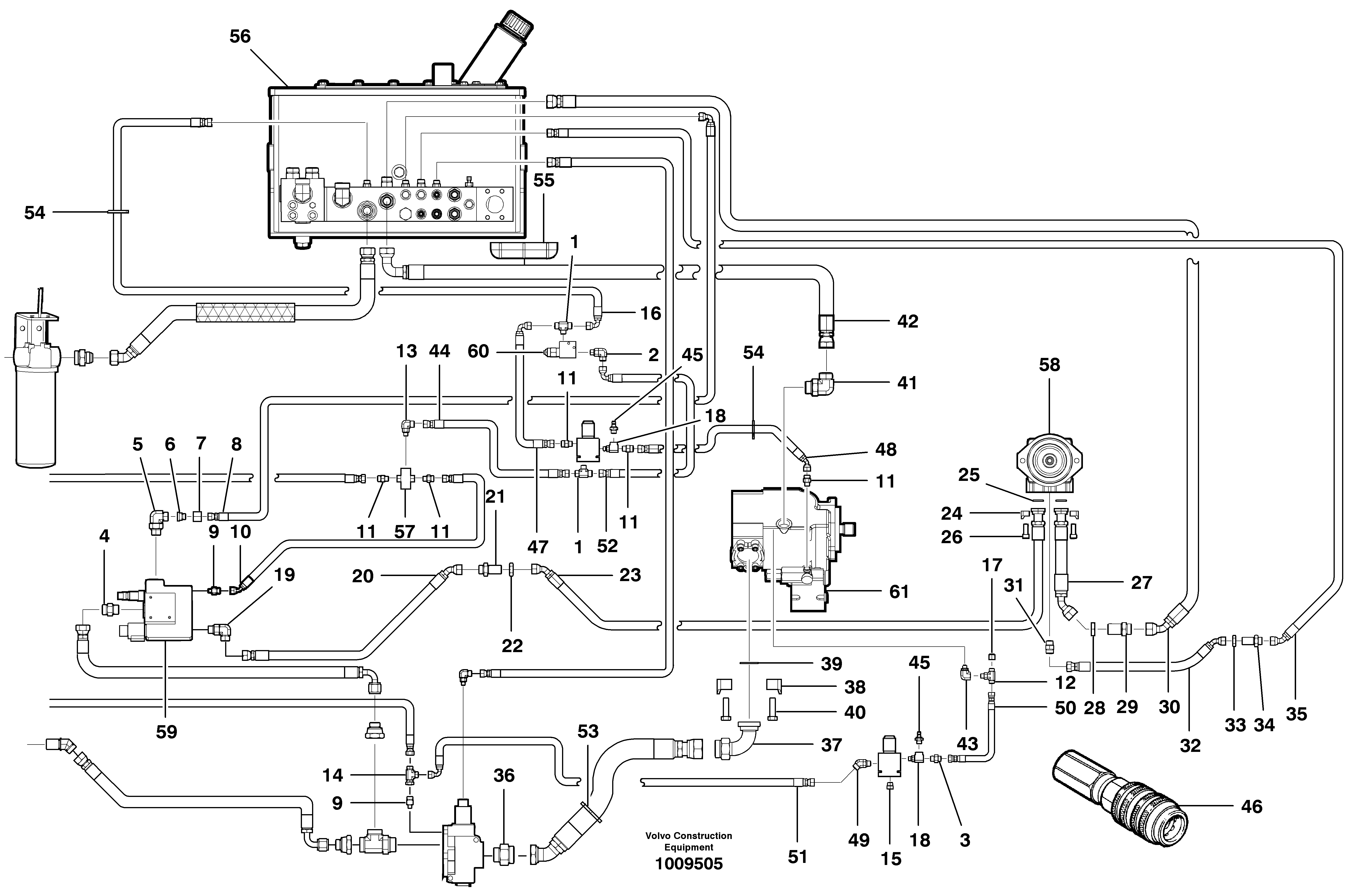 Main hydraulic ciruit - AWD - rear  MODEL G726B, G746B - S/N 36078 - — volvo parts diagram