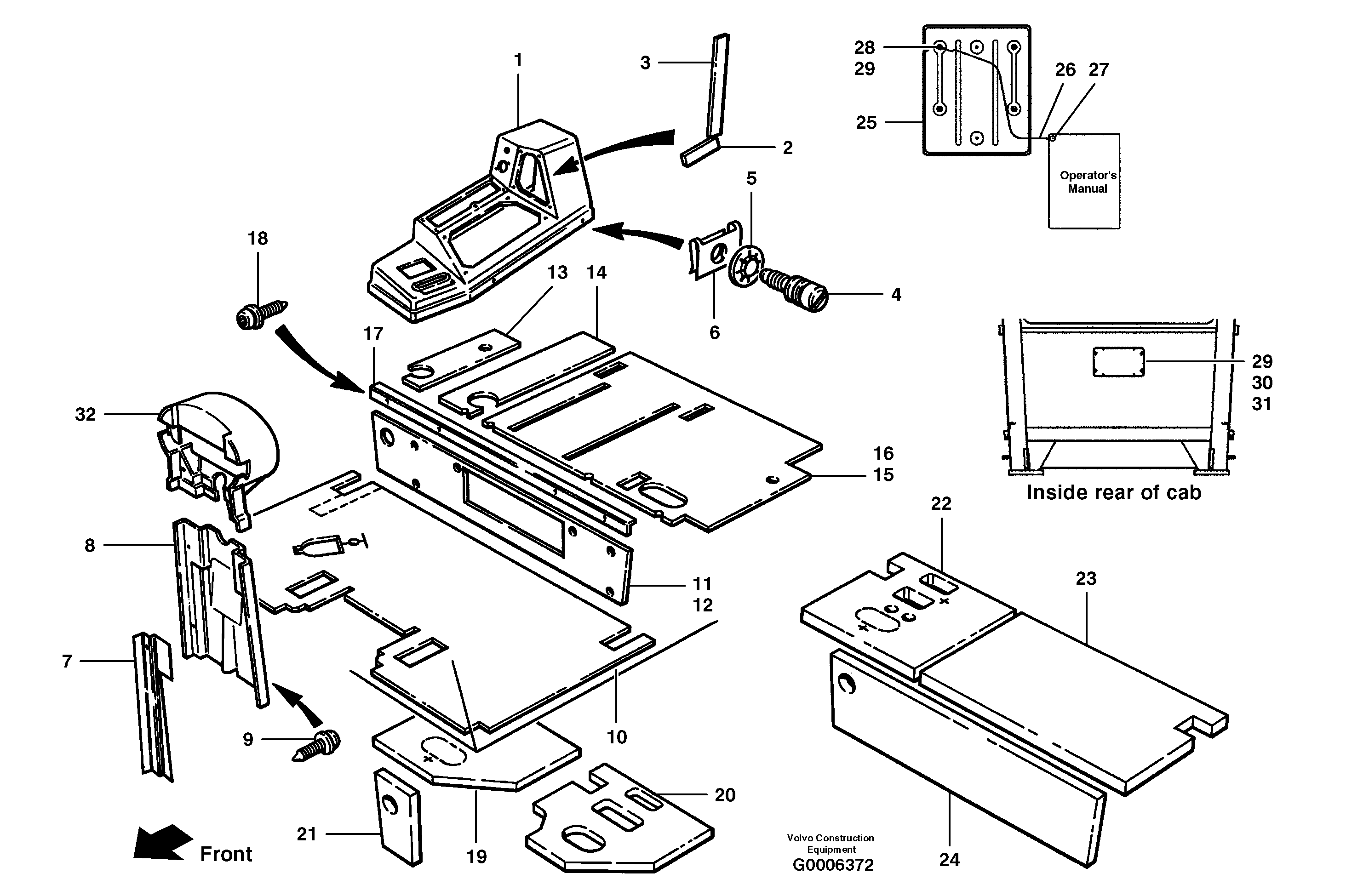 Sound suppression and trim - lower cab  S/N 35050, 35051, 35061 - — volvo parts diagram