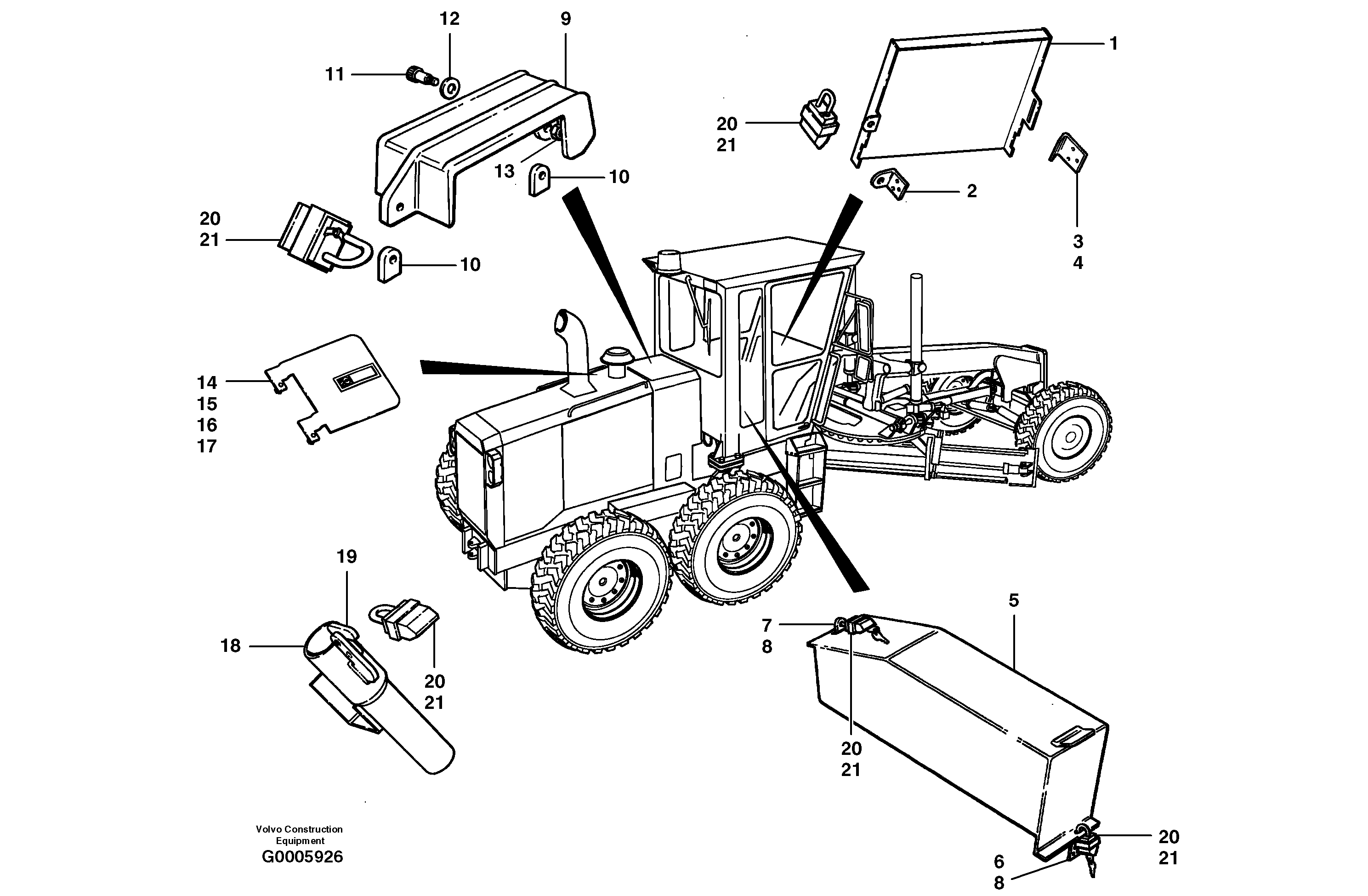 Anti-vandalism equipment  S/N 35000 - 35049, 35052 - 35060 — volvo parts diagram