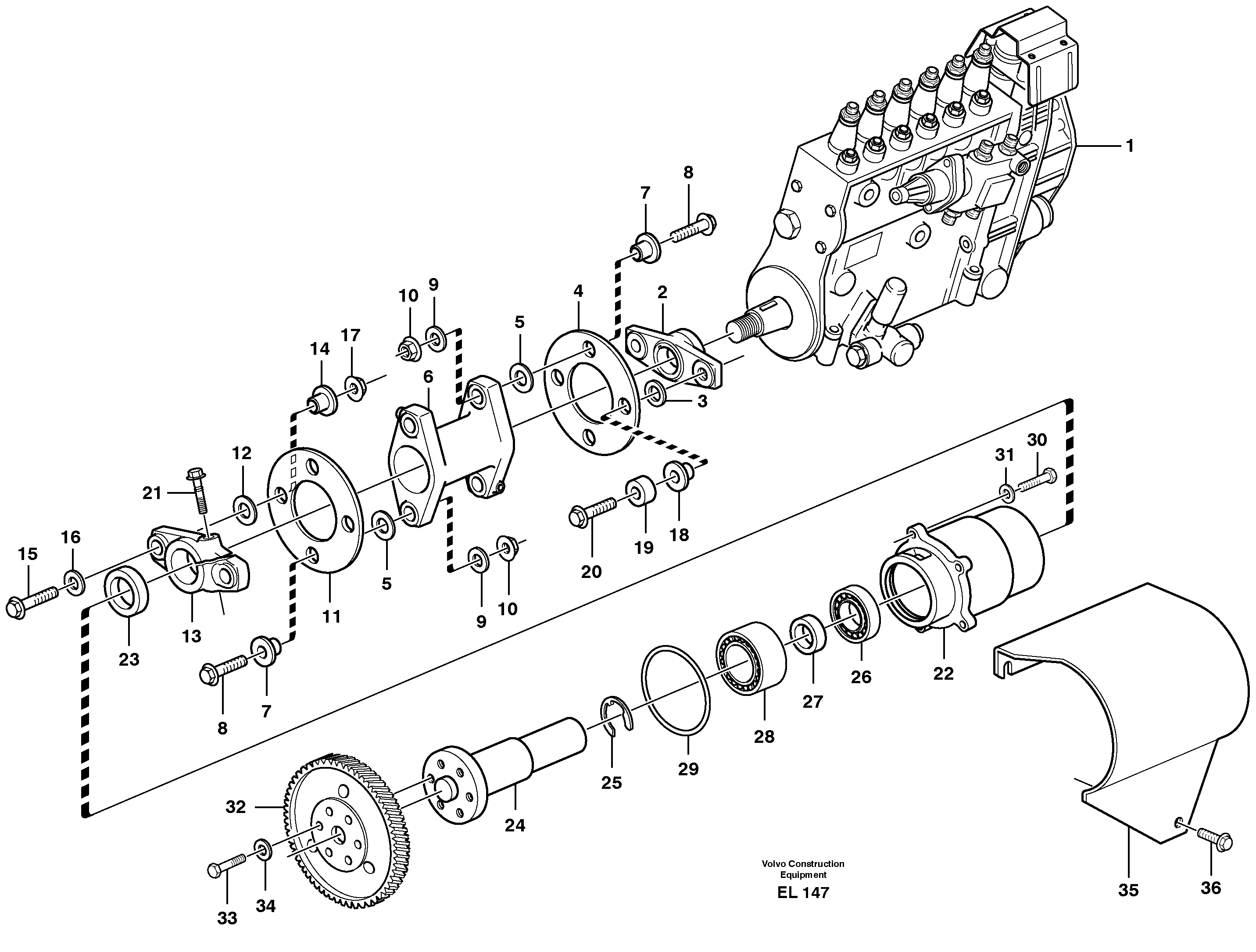Pump drive  G740B, G746B, G780B — volvo parts diagram
