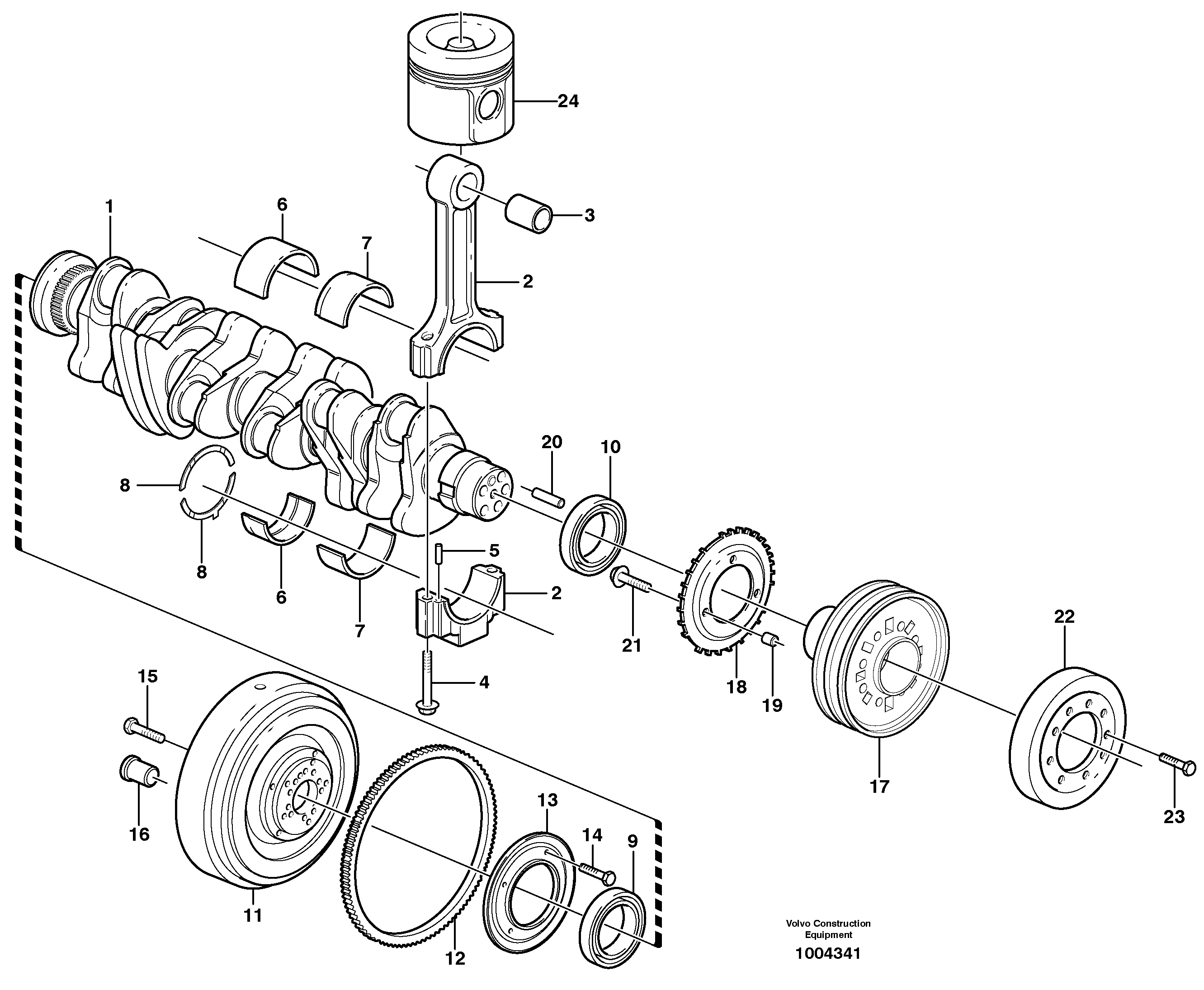 Crankshaft and related parts  G710B, G720B, G726B, G730B — volvo parts diagram