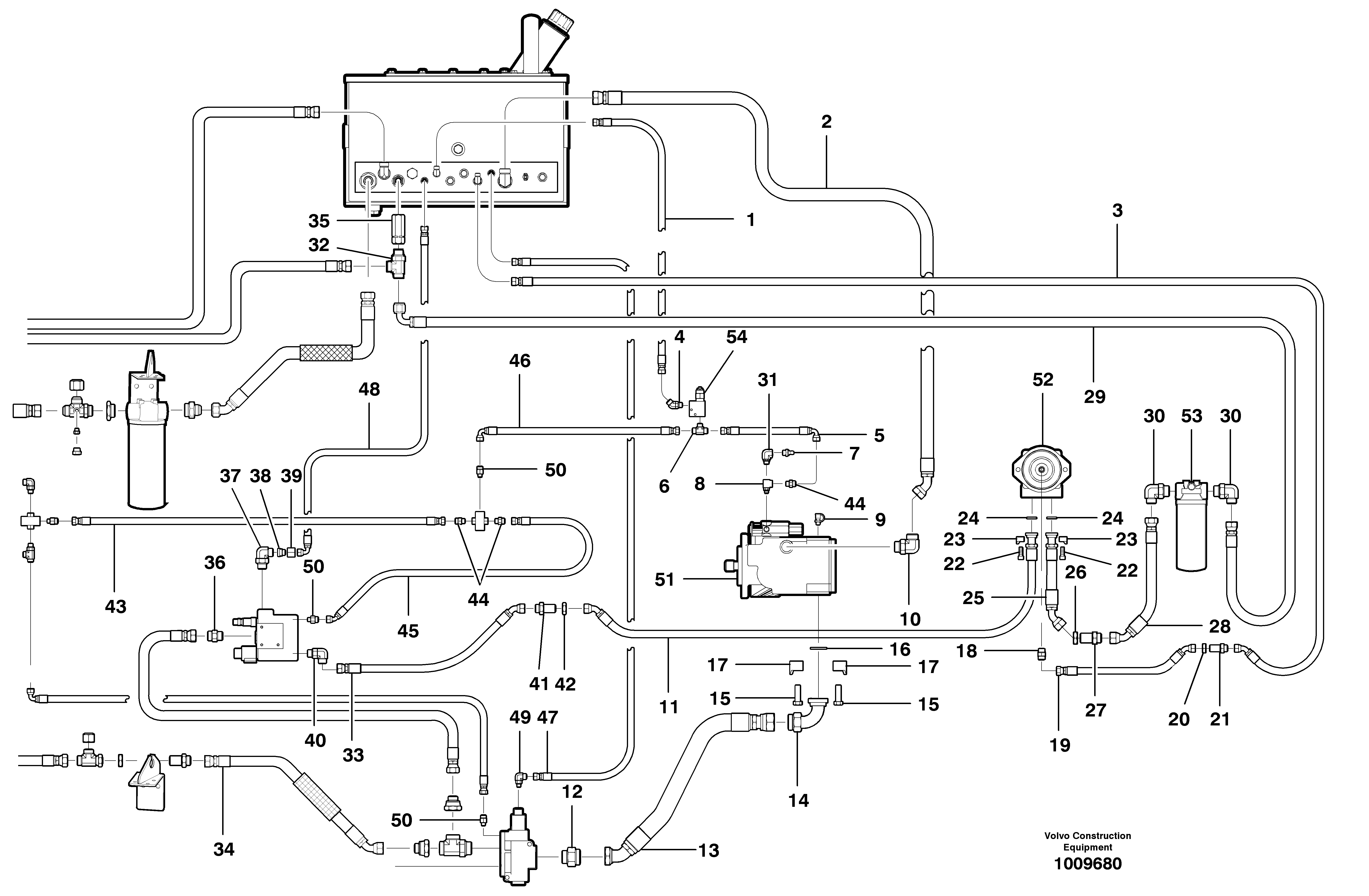 Main Hydraulic circuit - rear  MODEL - G780B - S/N 36078 - — volvo parts diagram