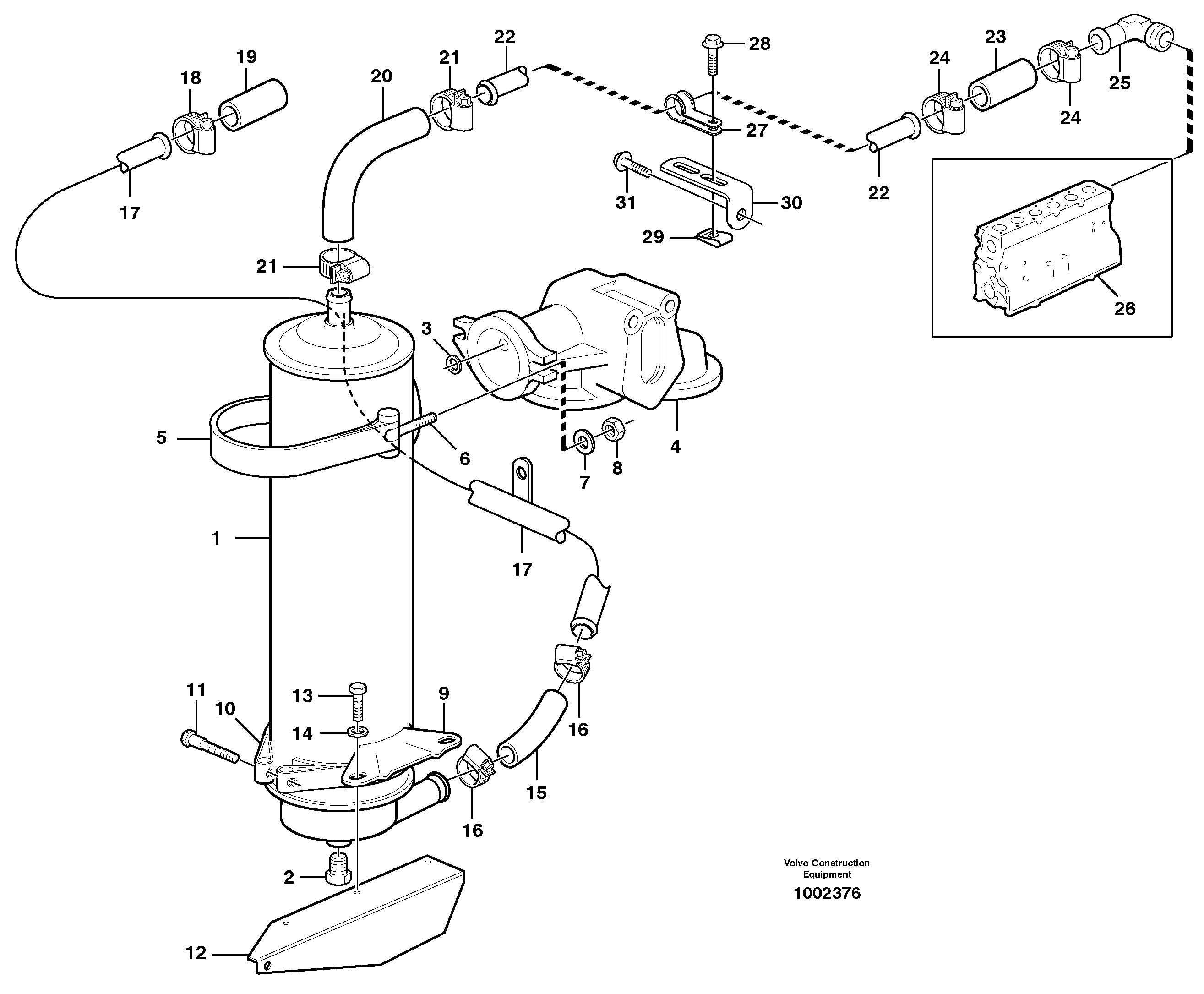 Oil cooler with hoses  G740B, G746B, G780B — volvo parts diagram