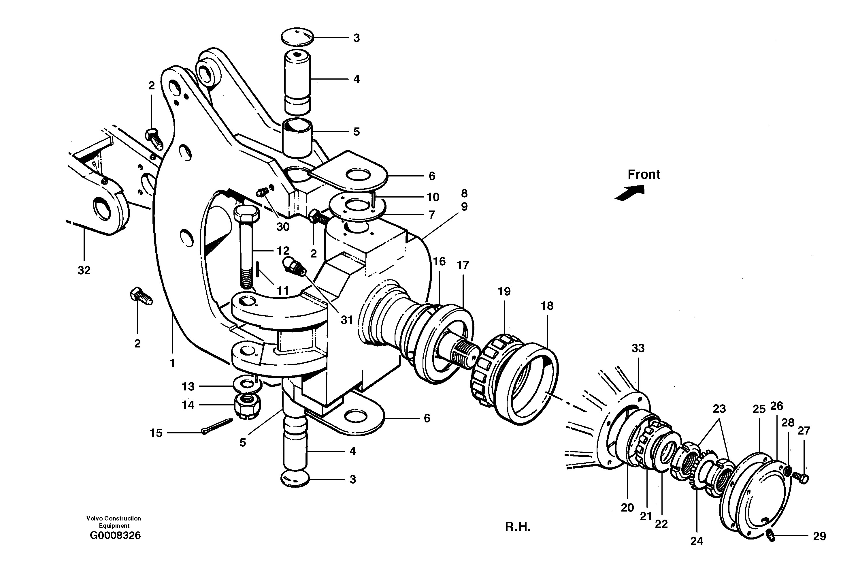Hub and knuckle  MODEL G710B - G746B — volvo parts diagram