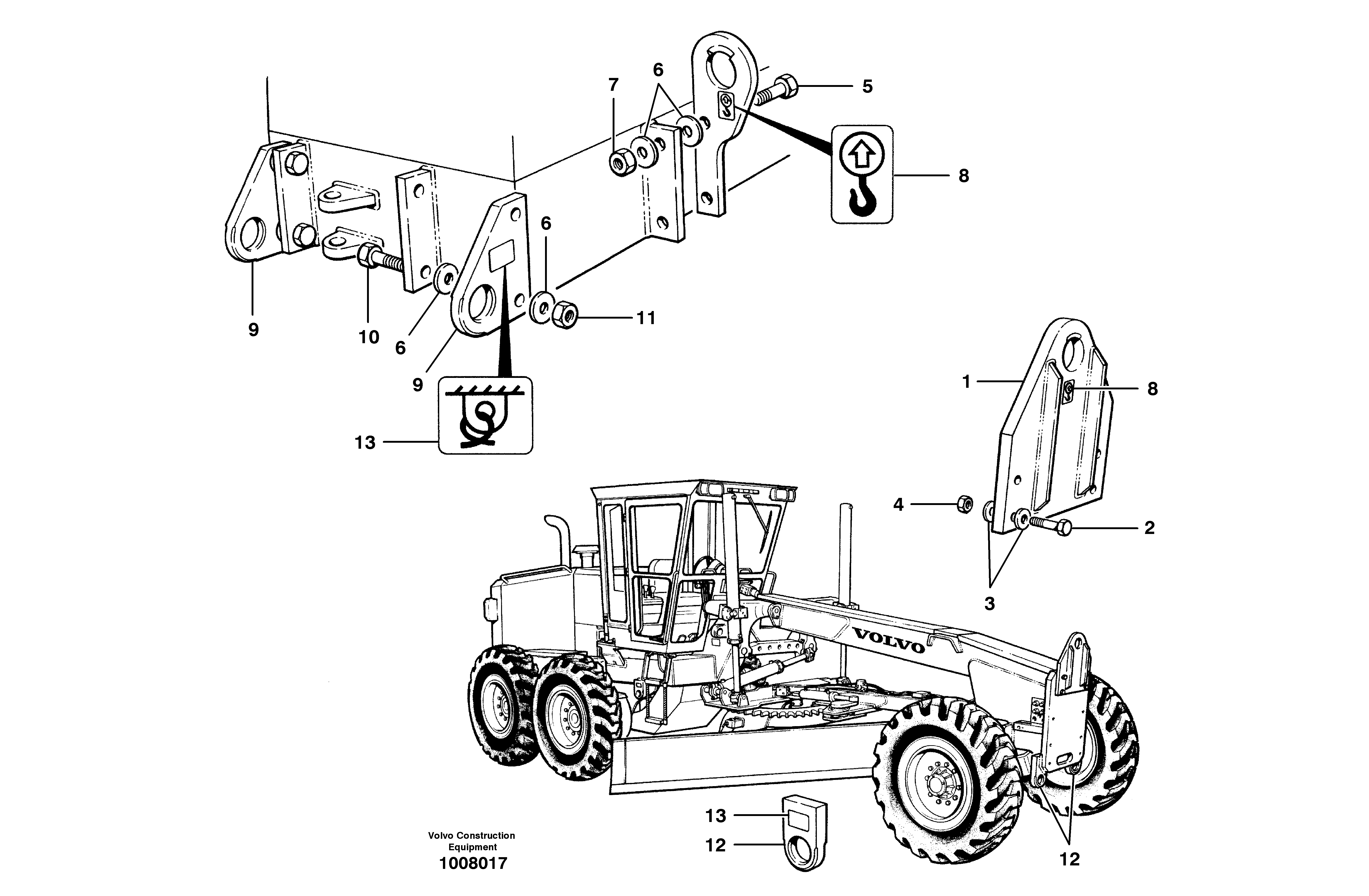 Lifting and tie-down brackets — volvo parts diagram