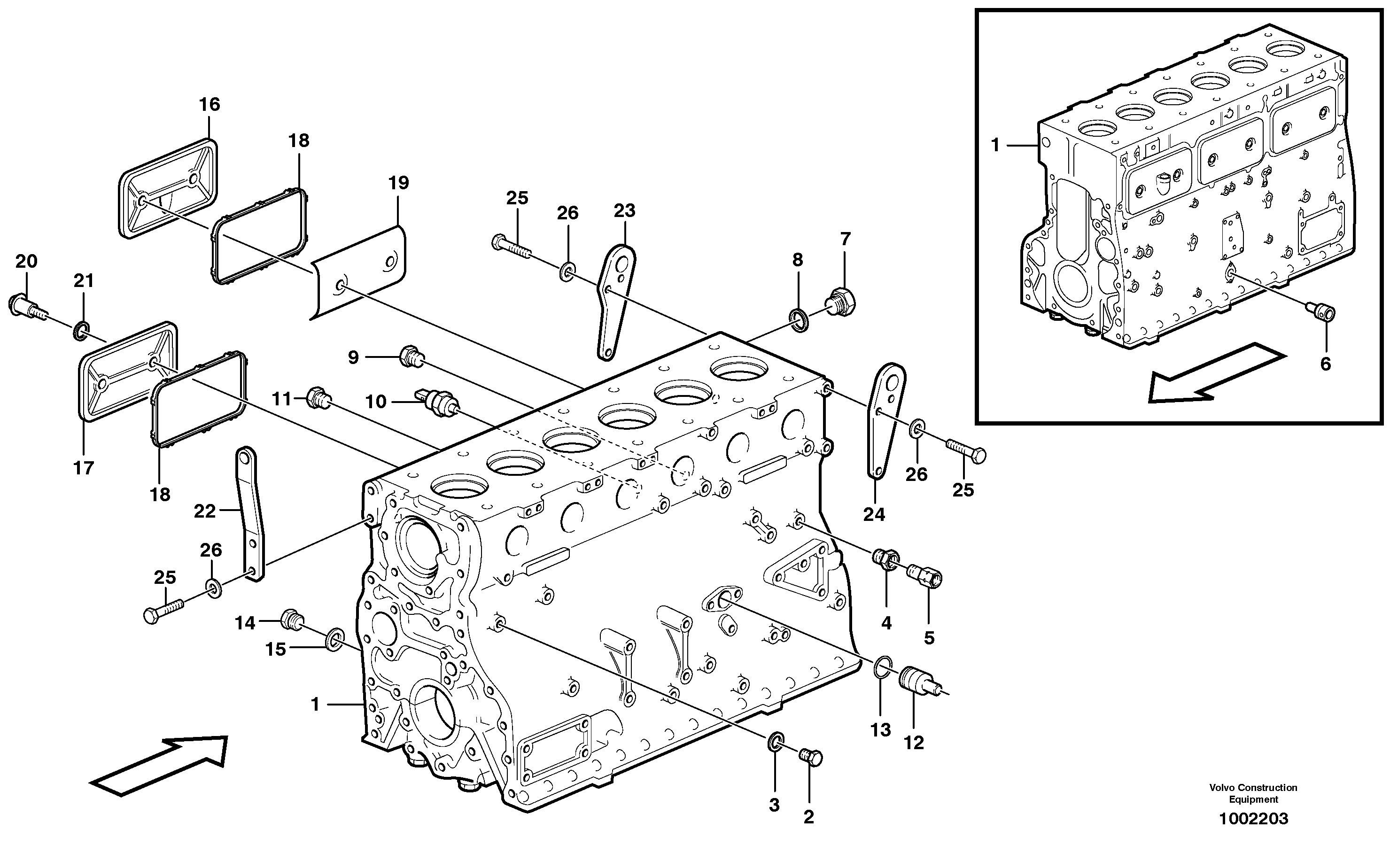 Cylinder block  G740B, G746B, G780B — volvo parts diagram