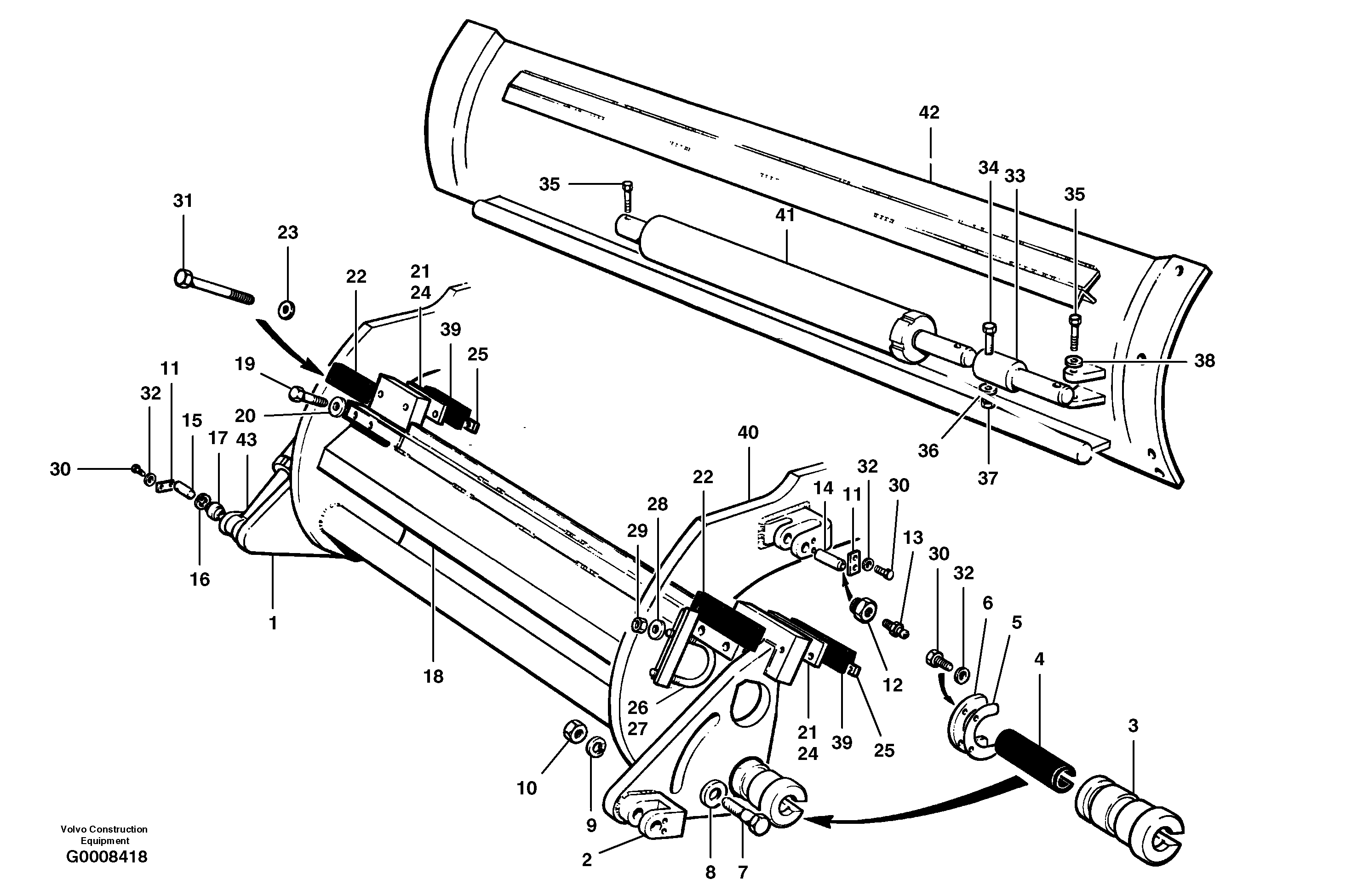 Moldboard installation  MODEL G720B - G746B S/N 35000 - 35049, 35052 - 35060 — volvo parts diagram