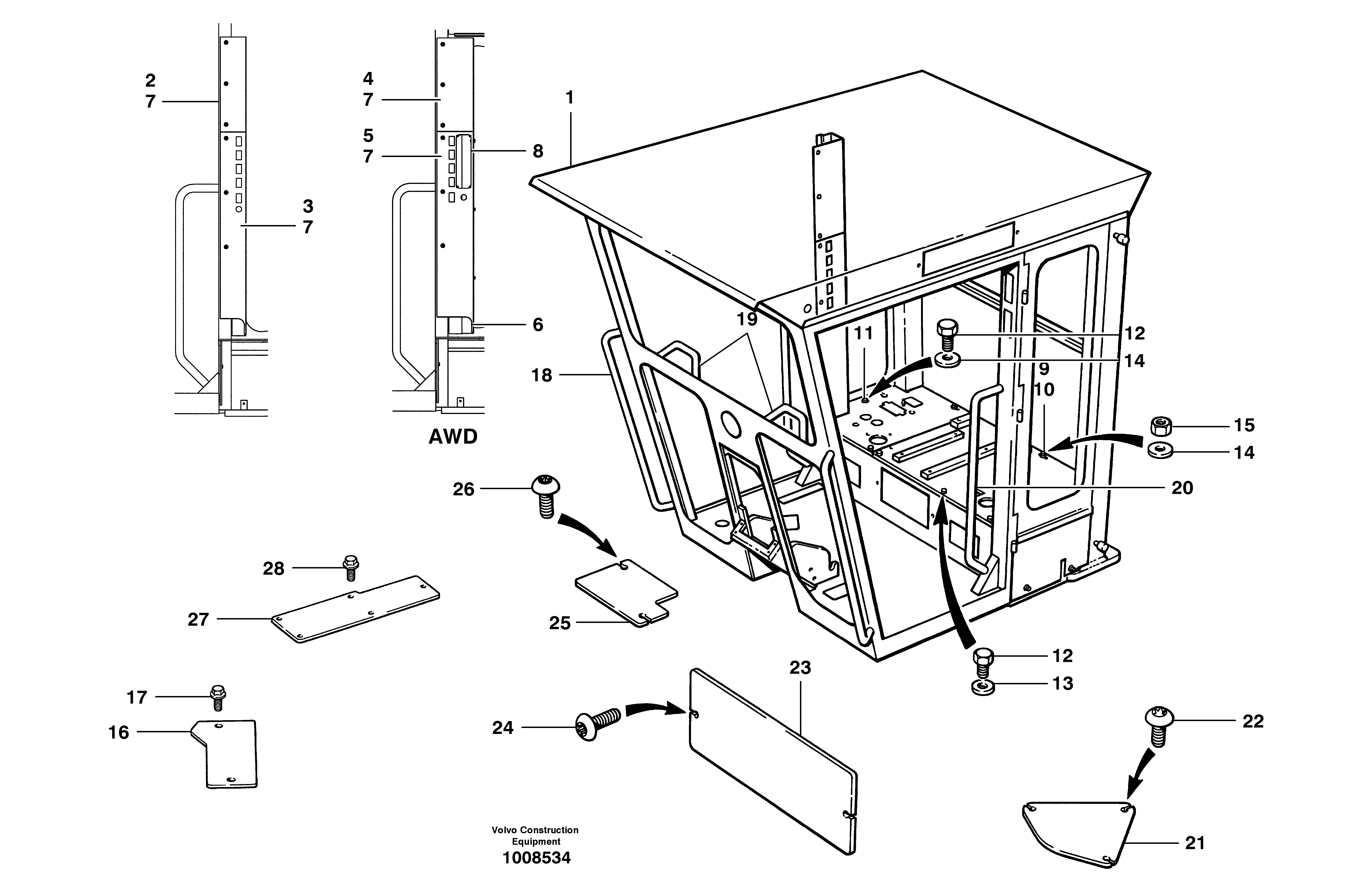 Cab - low profile  S/N 35050, 35051, 35061 - — volvo parts diagram