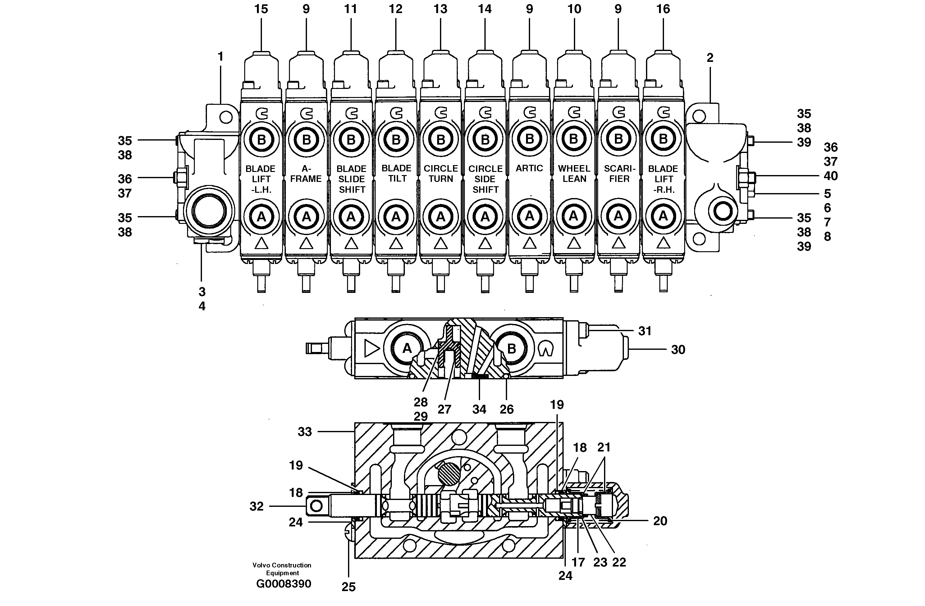 Manifold valve  MODEL G730B - G780B — volvo parts diagram