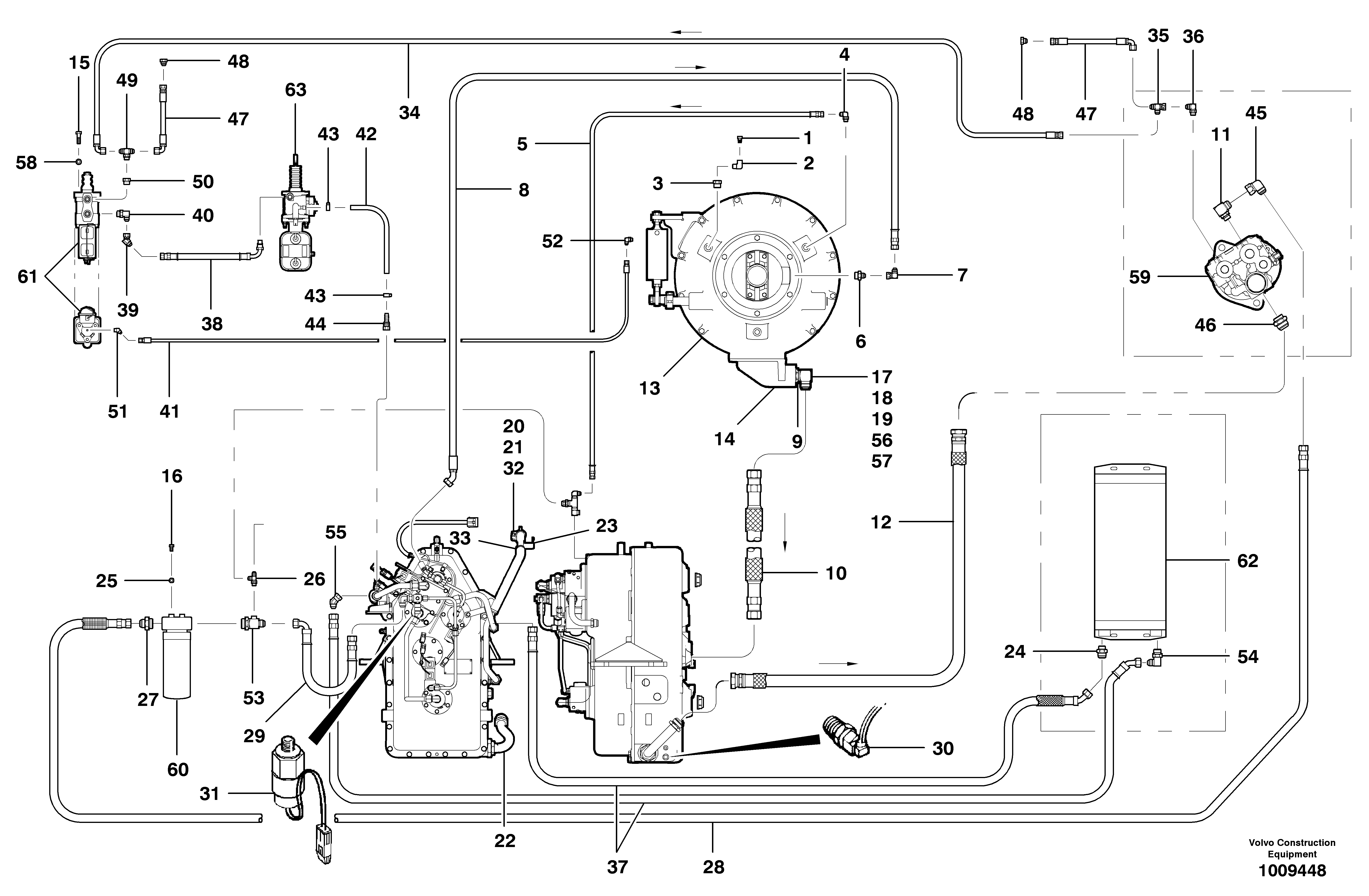 Transmission hydraulic circuit  MODEL G740B - G780B - S/N 35000 - 36077 — volvo parts diagram