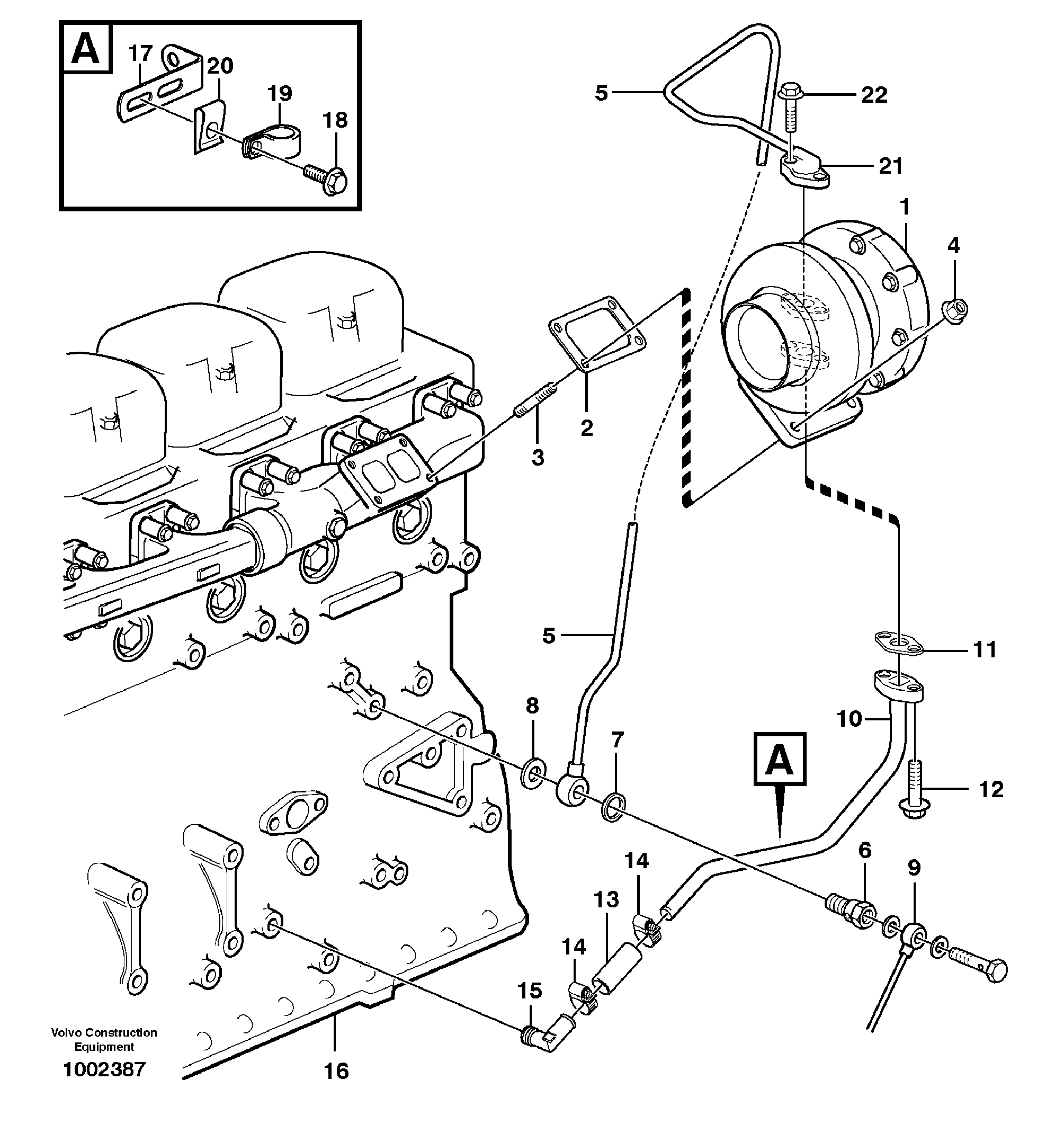 Turbocharger with fitting parts  G740B, G746B, G780B — volvo parts diagram