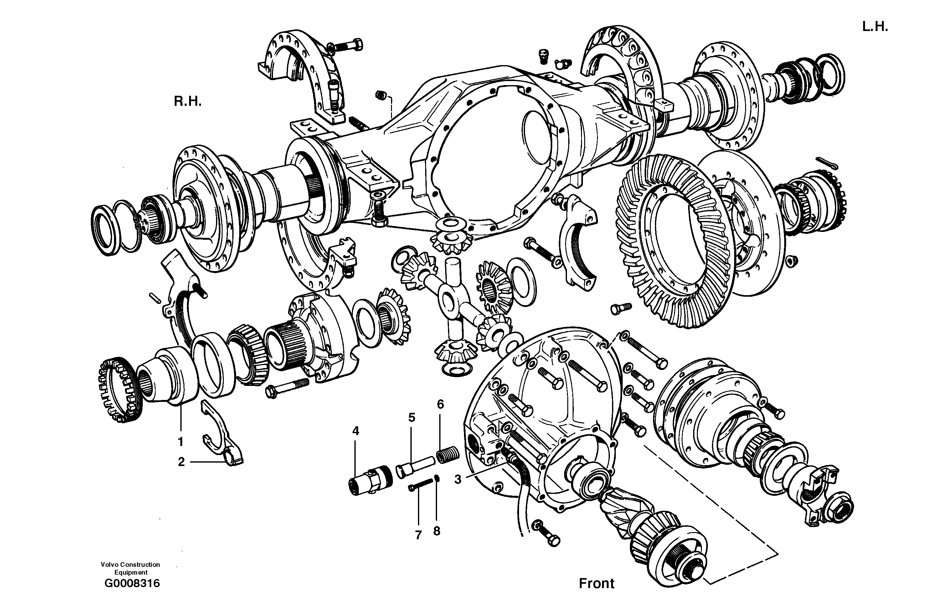 Final drive - differential lock  MODEL G730B - G746B - S/N 35000 - 35698 — volvo parts diagram