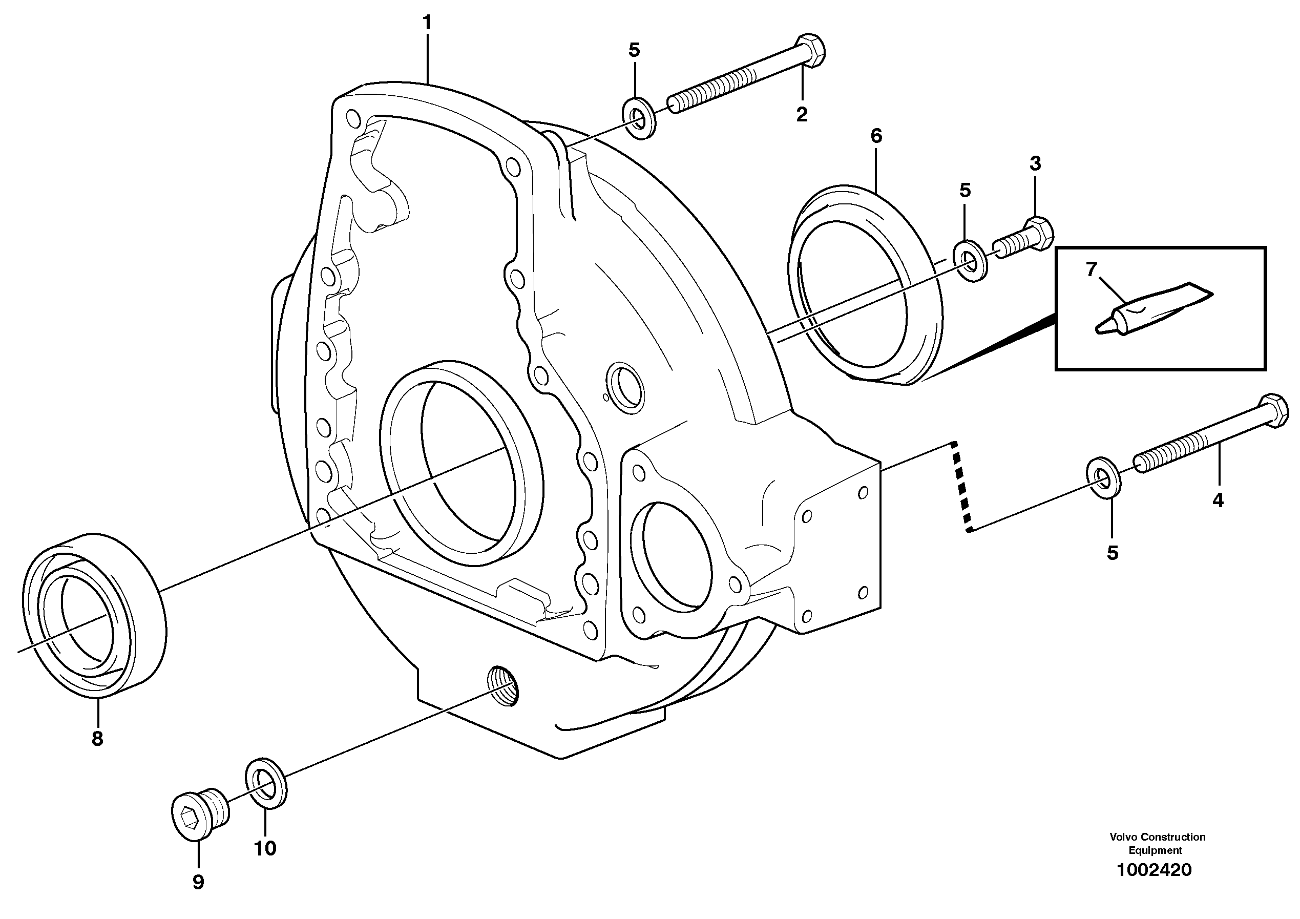 Flywheel housing  G740B, G746B, G780B — volvo parts diagram