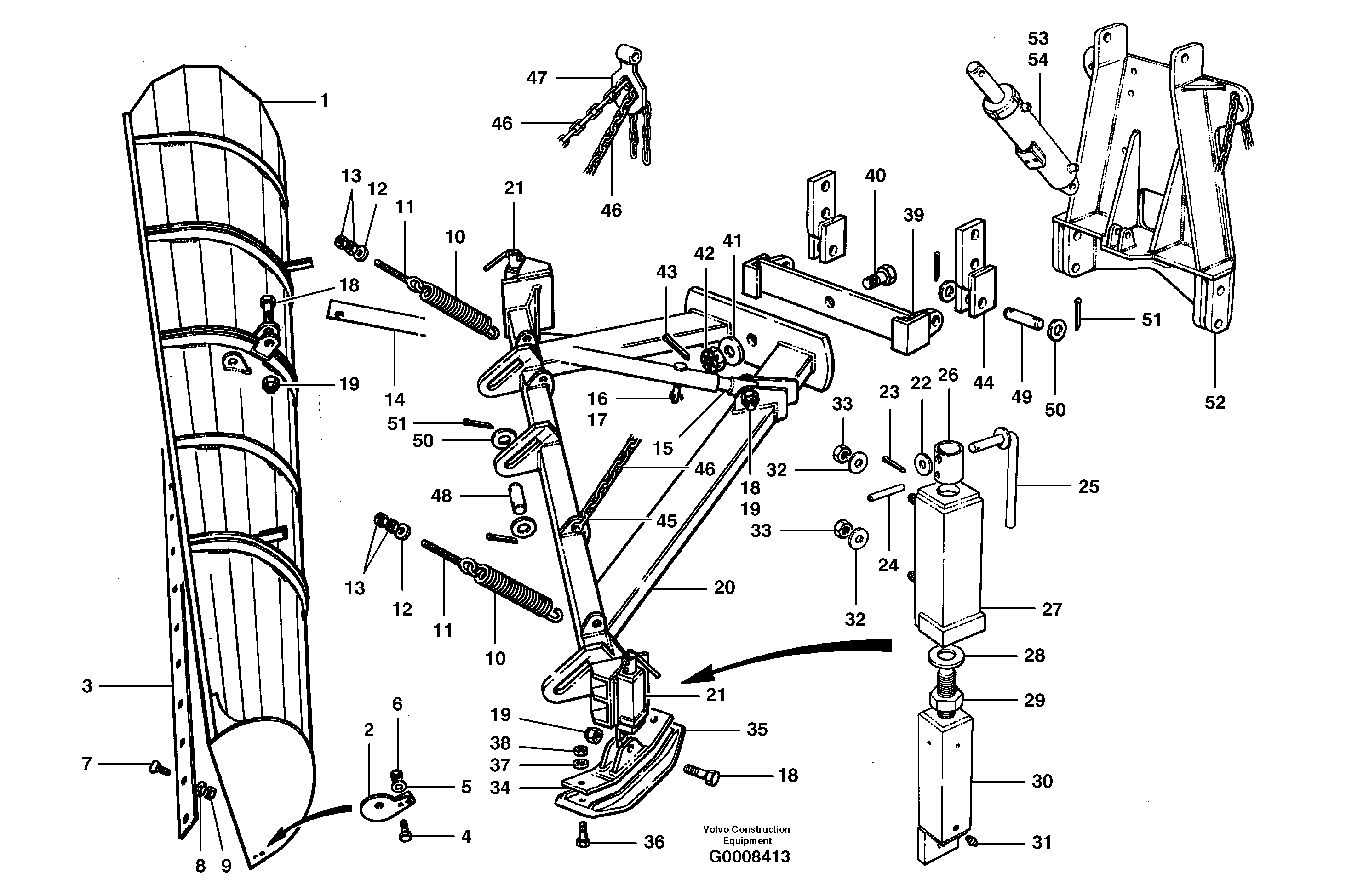One-way plow — volvo parts diagram