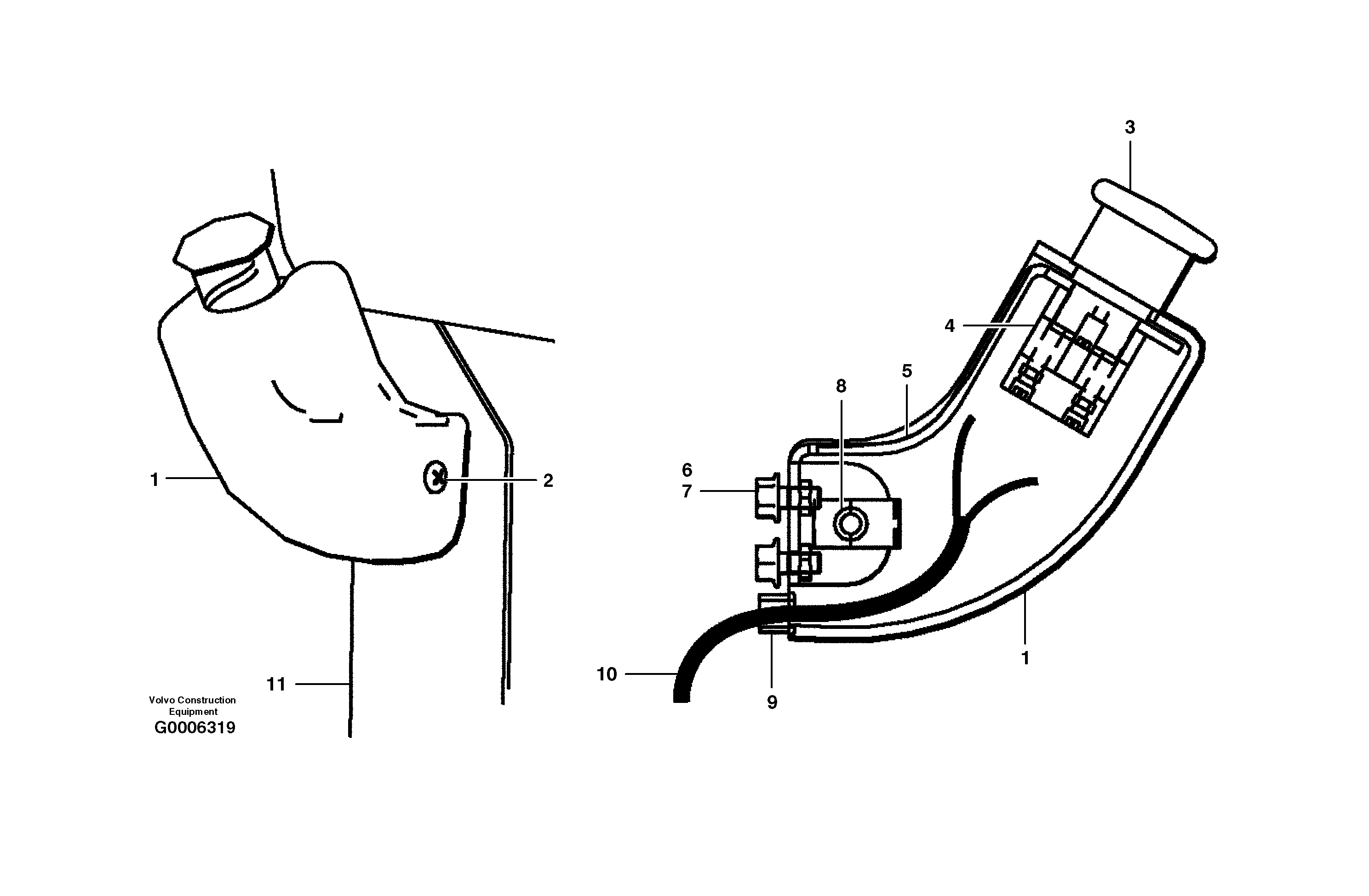 Parking brake switch  S/N 35000 - 35049, 35052 - 35060 — volvo parts diagram