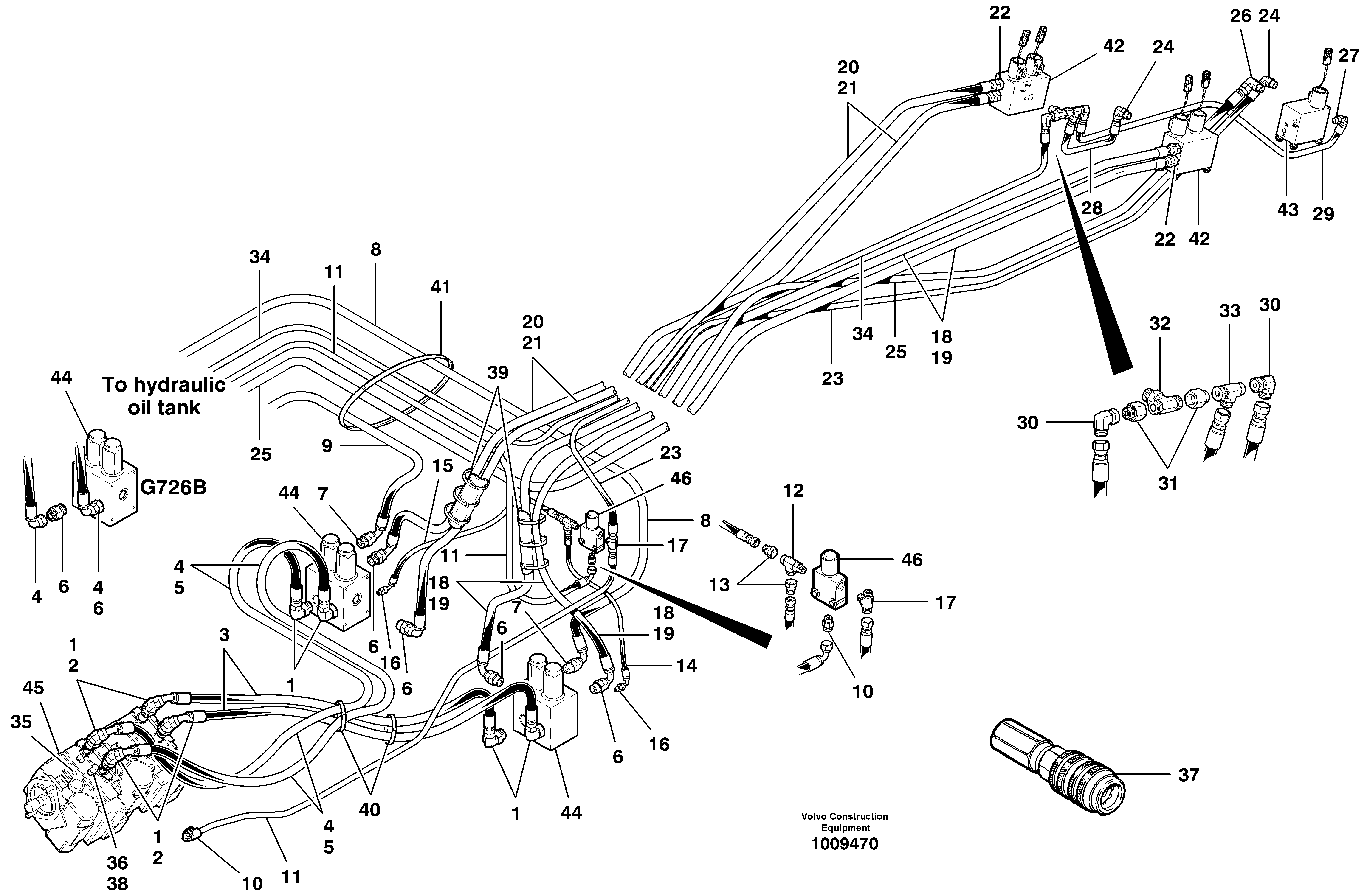 Hydraulic circuit - free wheeling  S/N 36078 - — volvo parts diagram