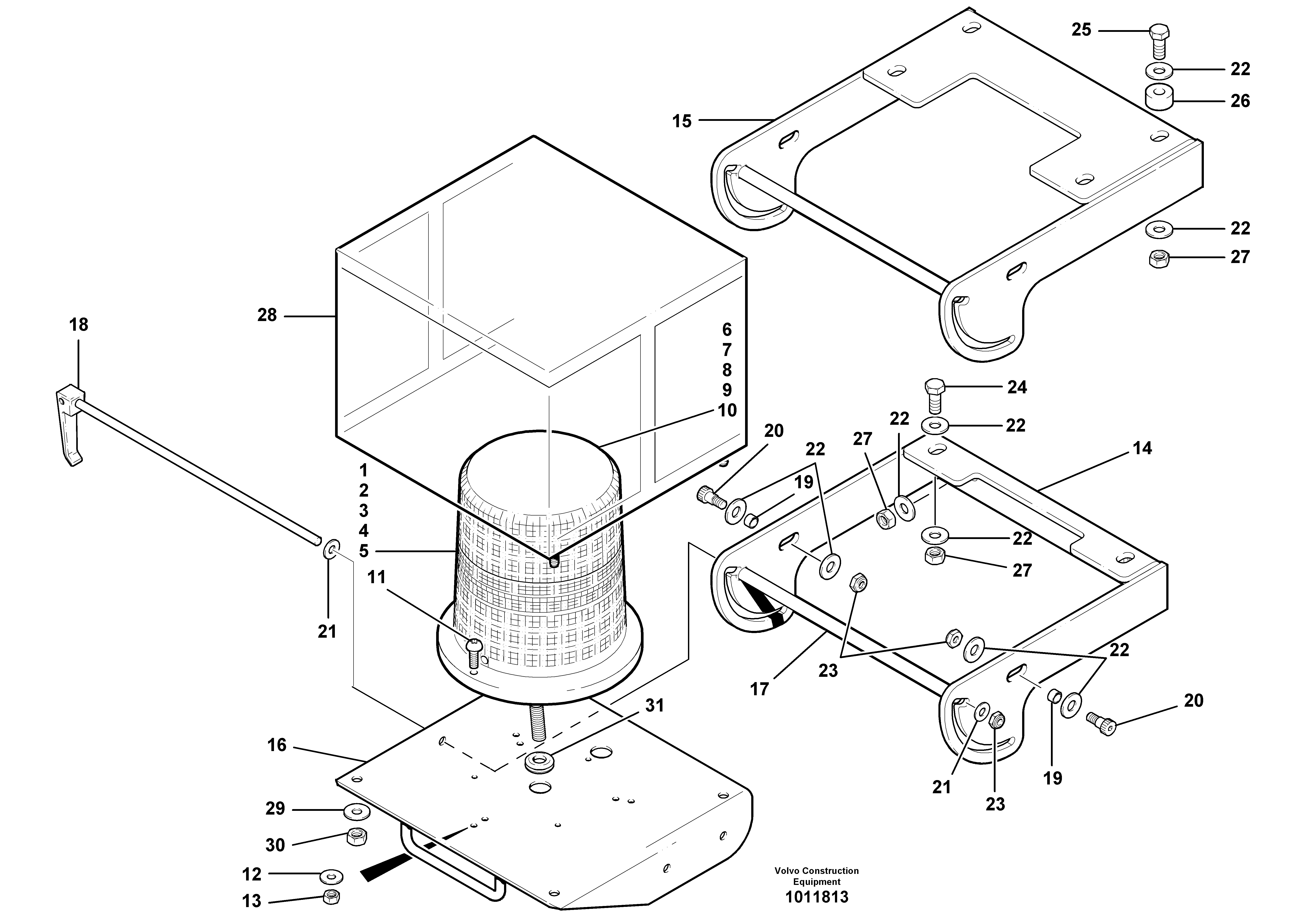 Rotating beacon  S/N'S 35000 - 35049, 35052 - 35060 — volvo parts diagram