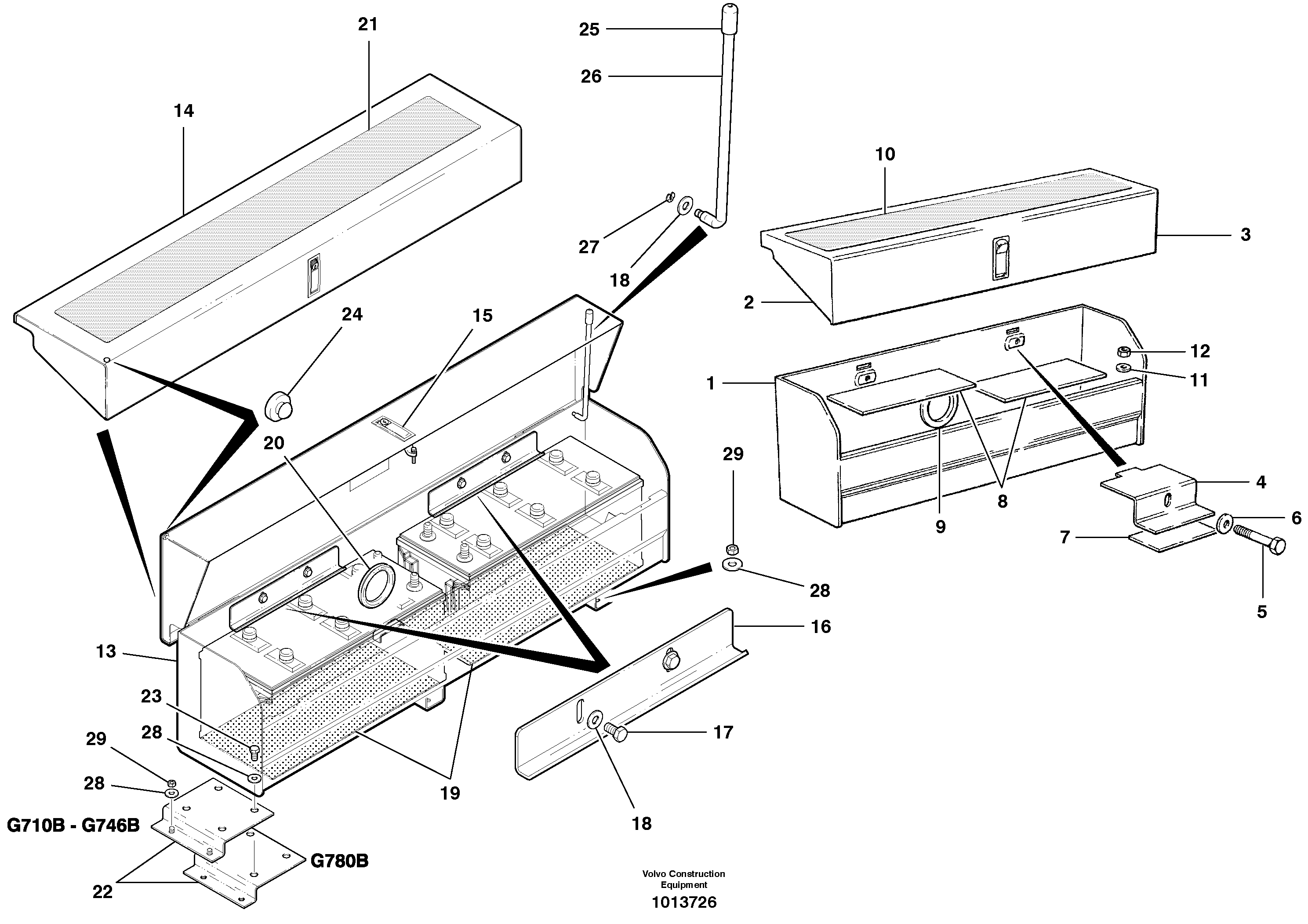 Battery box  S/N 35050, 35051, 35061 - — volvo parts diagram