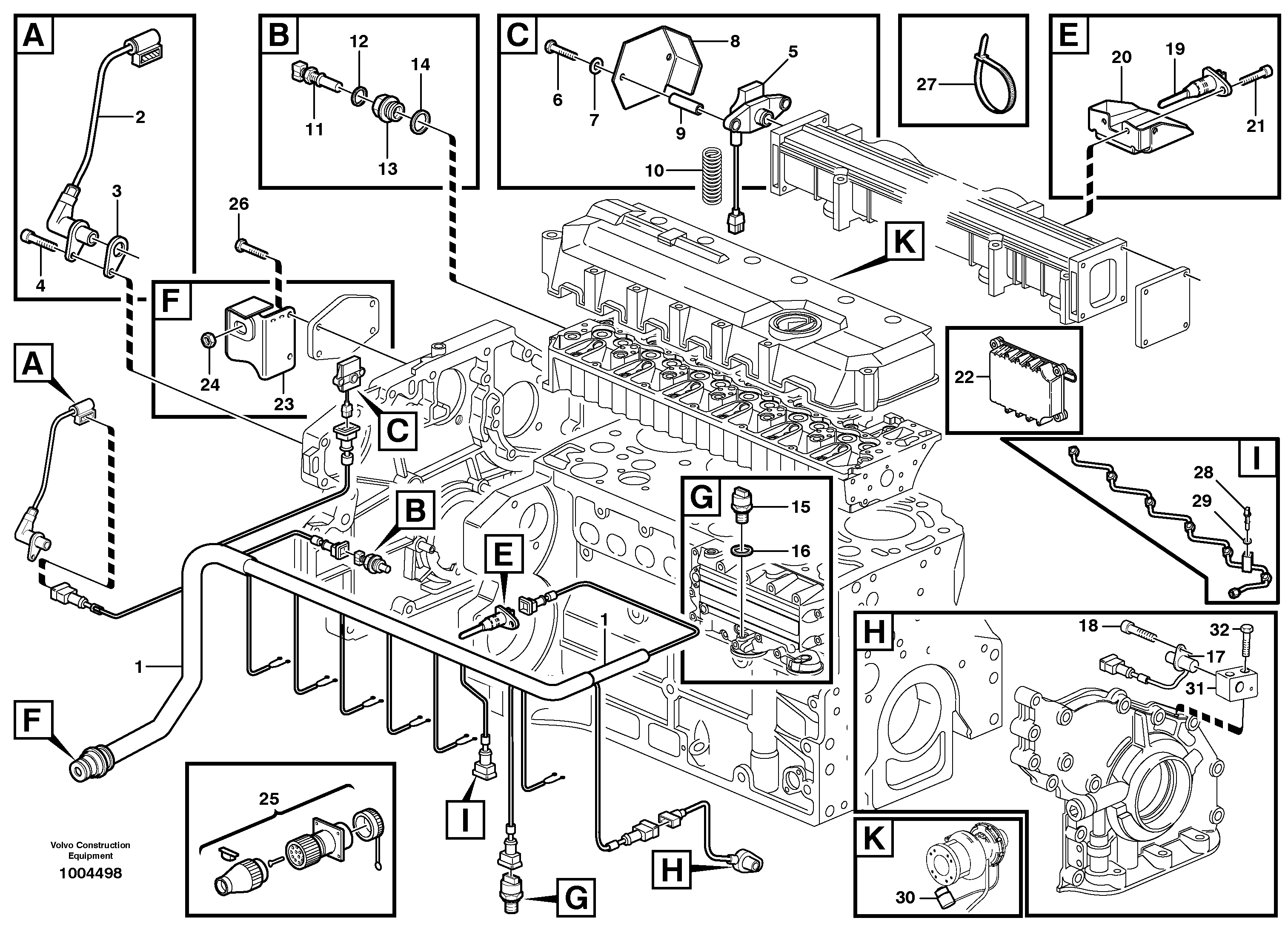Cable harness, engine  G710B, G720B, G726B, G730B — volvo parts diagram