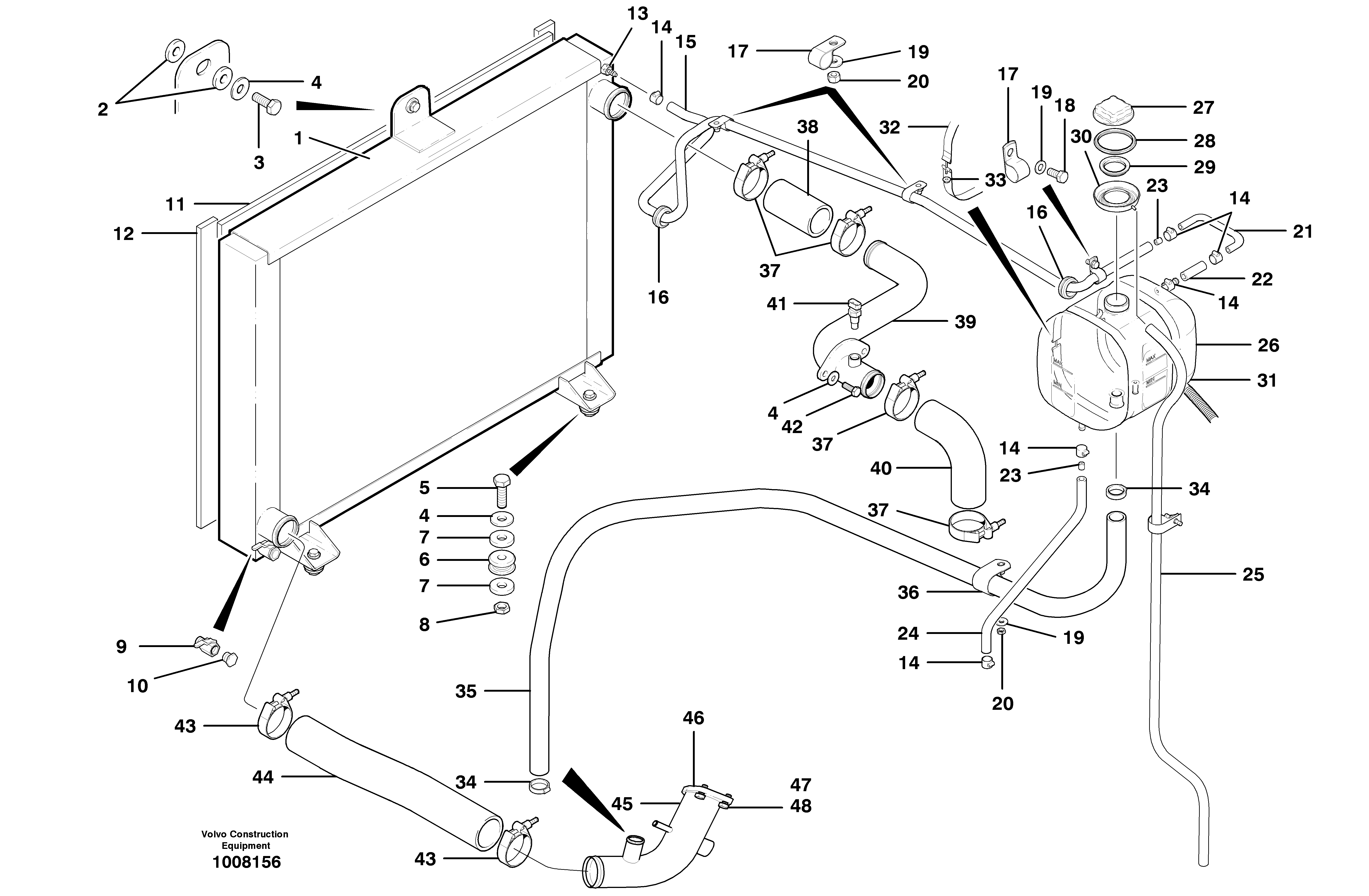 Radiator installation  MODEL G740B - G780B S/N 35862 - — volvo parts diagram