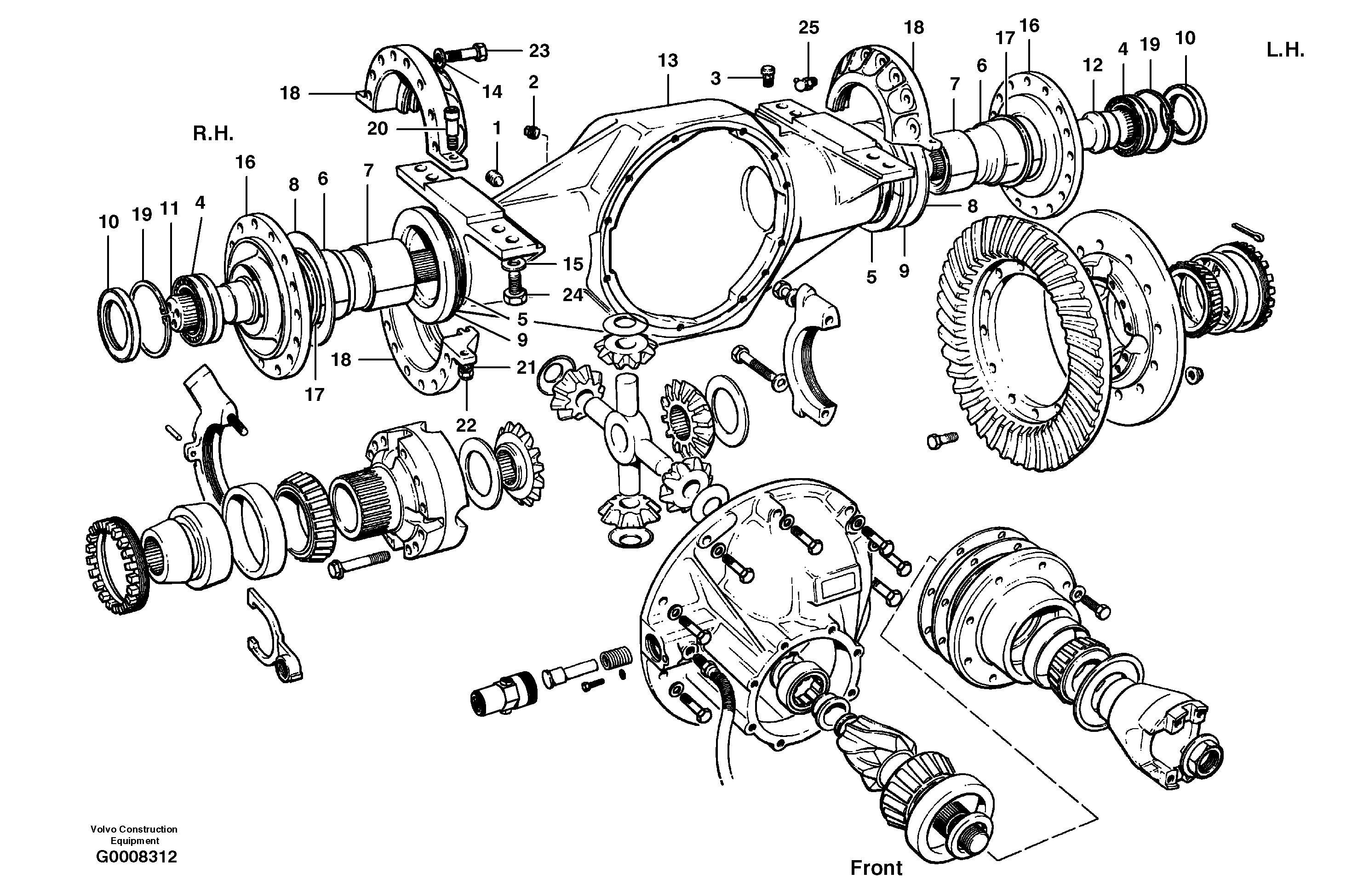 Final drive - housing assembly  MODEL G710B - G726B - S/N 35000 - 35623 — volvo parts diagram