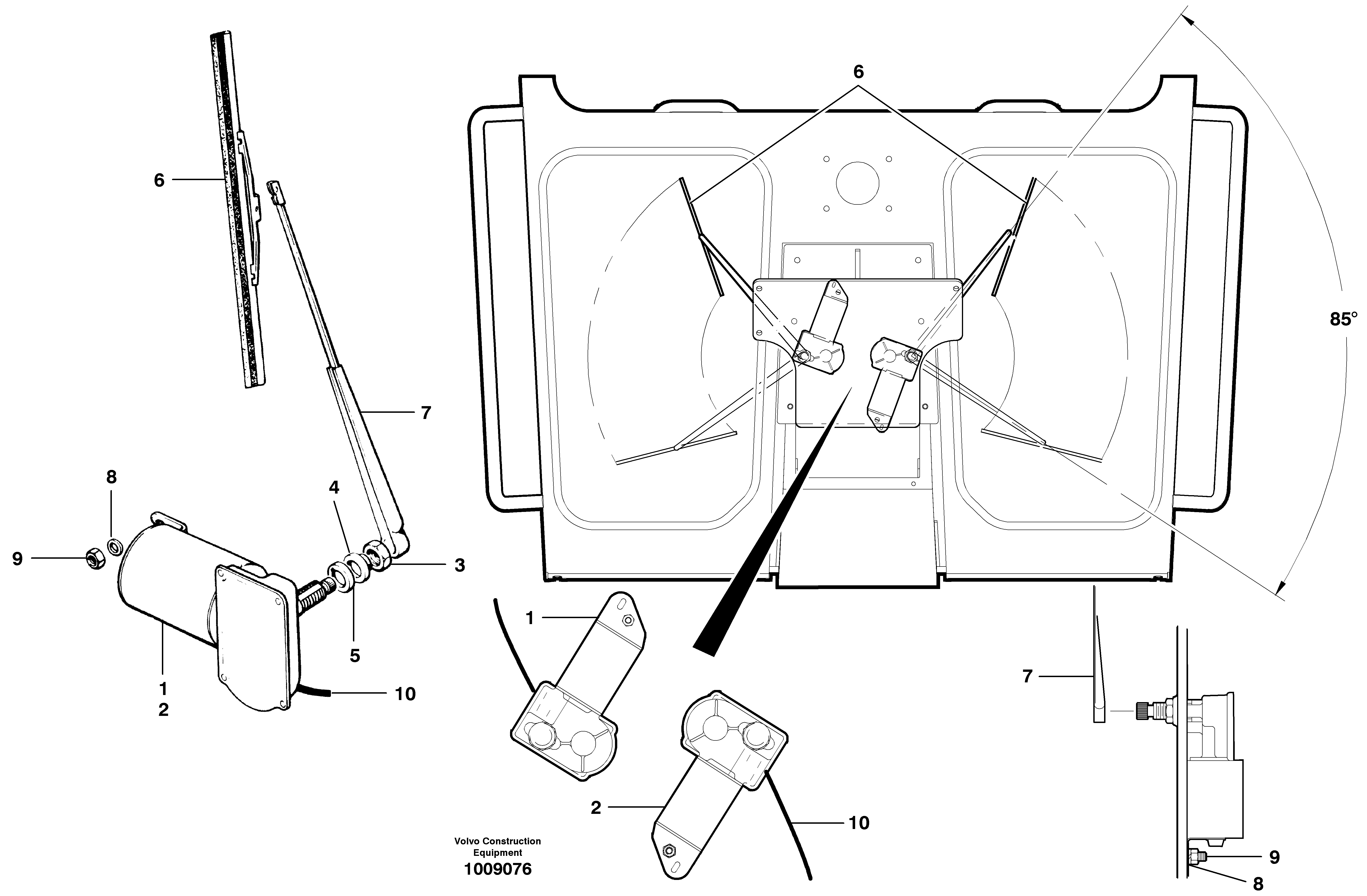 Lower front window wipers - EEC  S/N 35946 - — volvo parts diagram