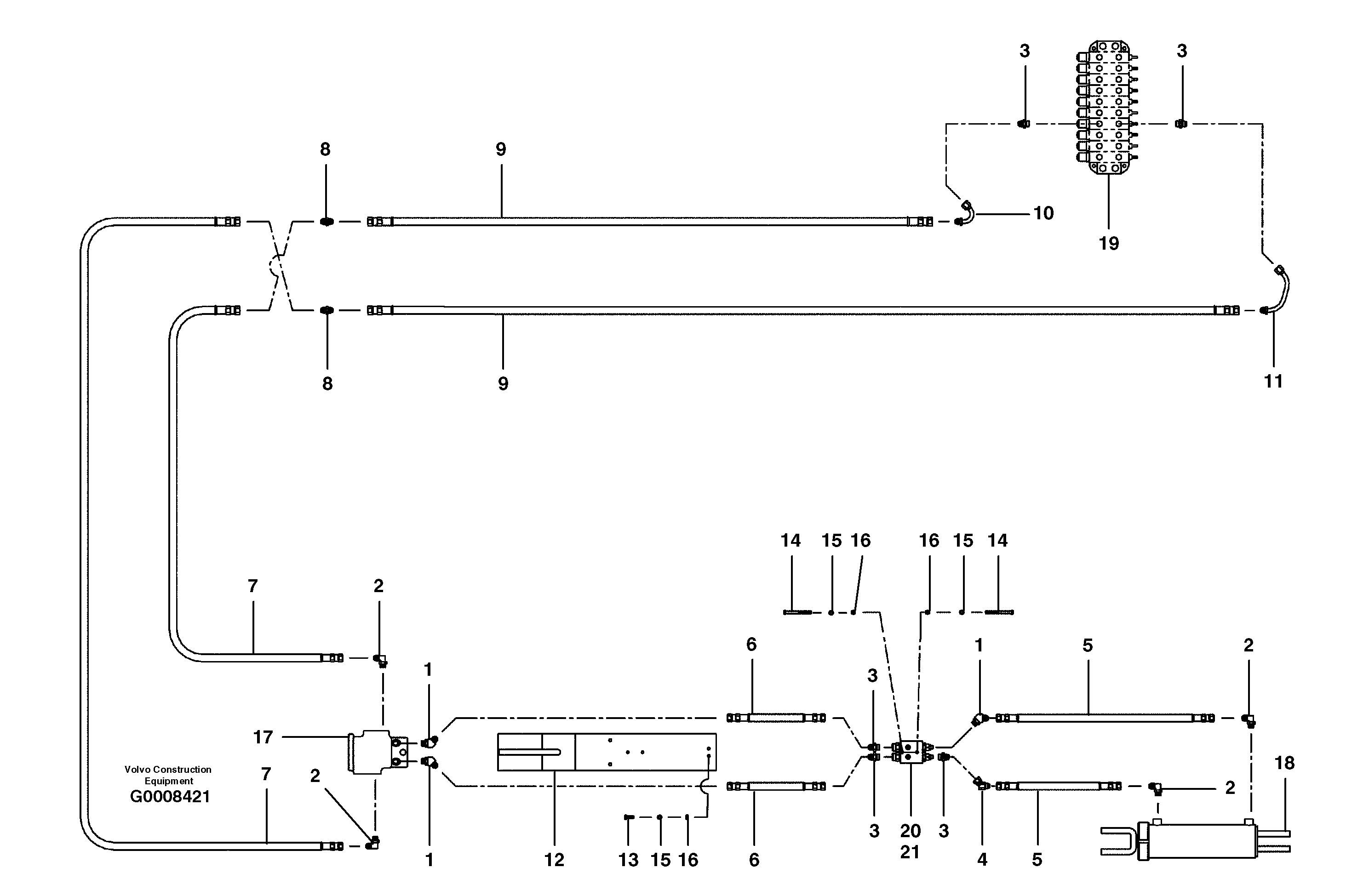 Blade tilt circuit  MODEL G710B — volvo parts diagram