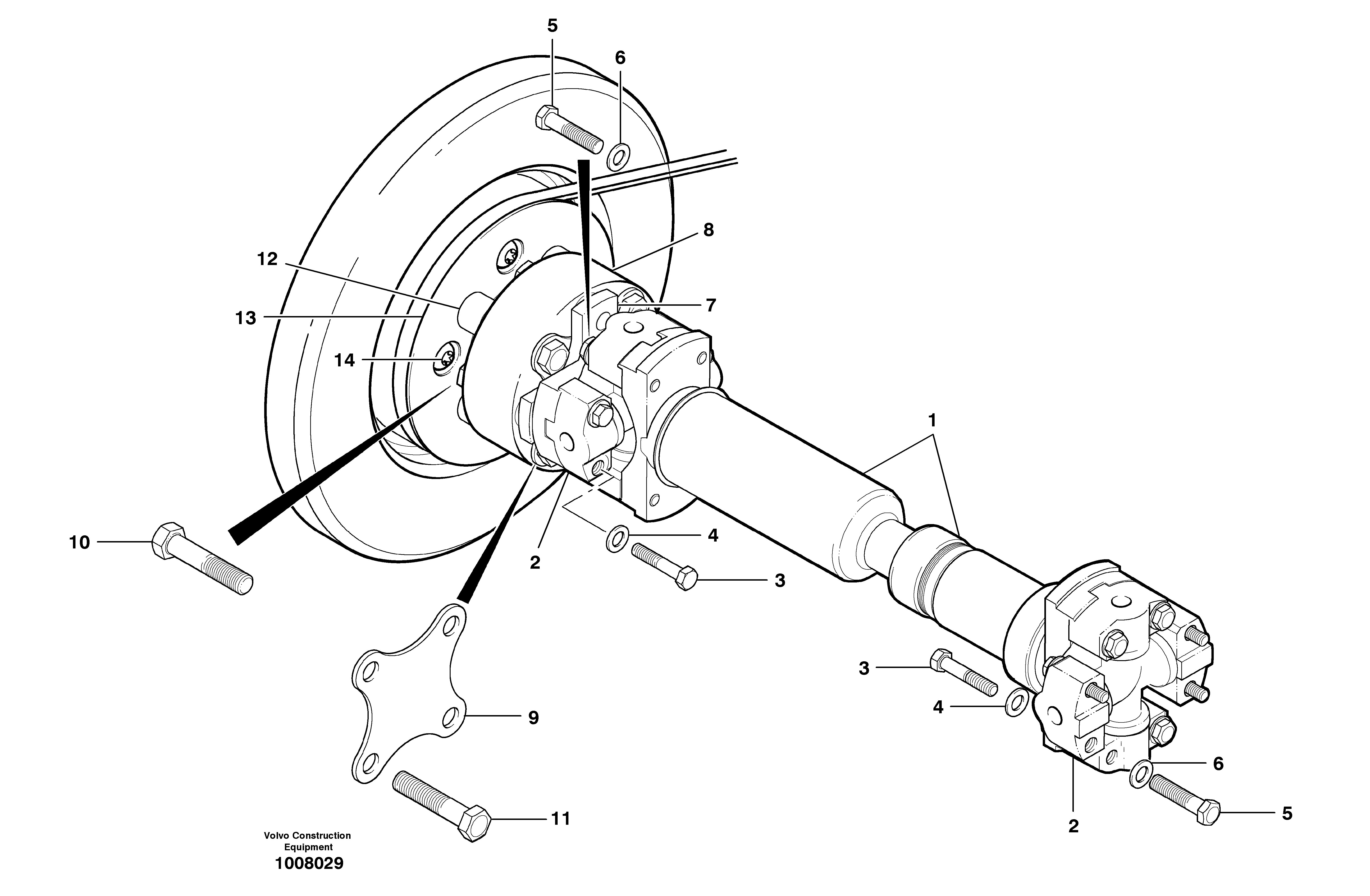 Pump drive shaft - AWD  MODEL G726B - S/N 35000 - 35049, 35052 - 35060 — volvo parts diagram