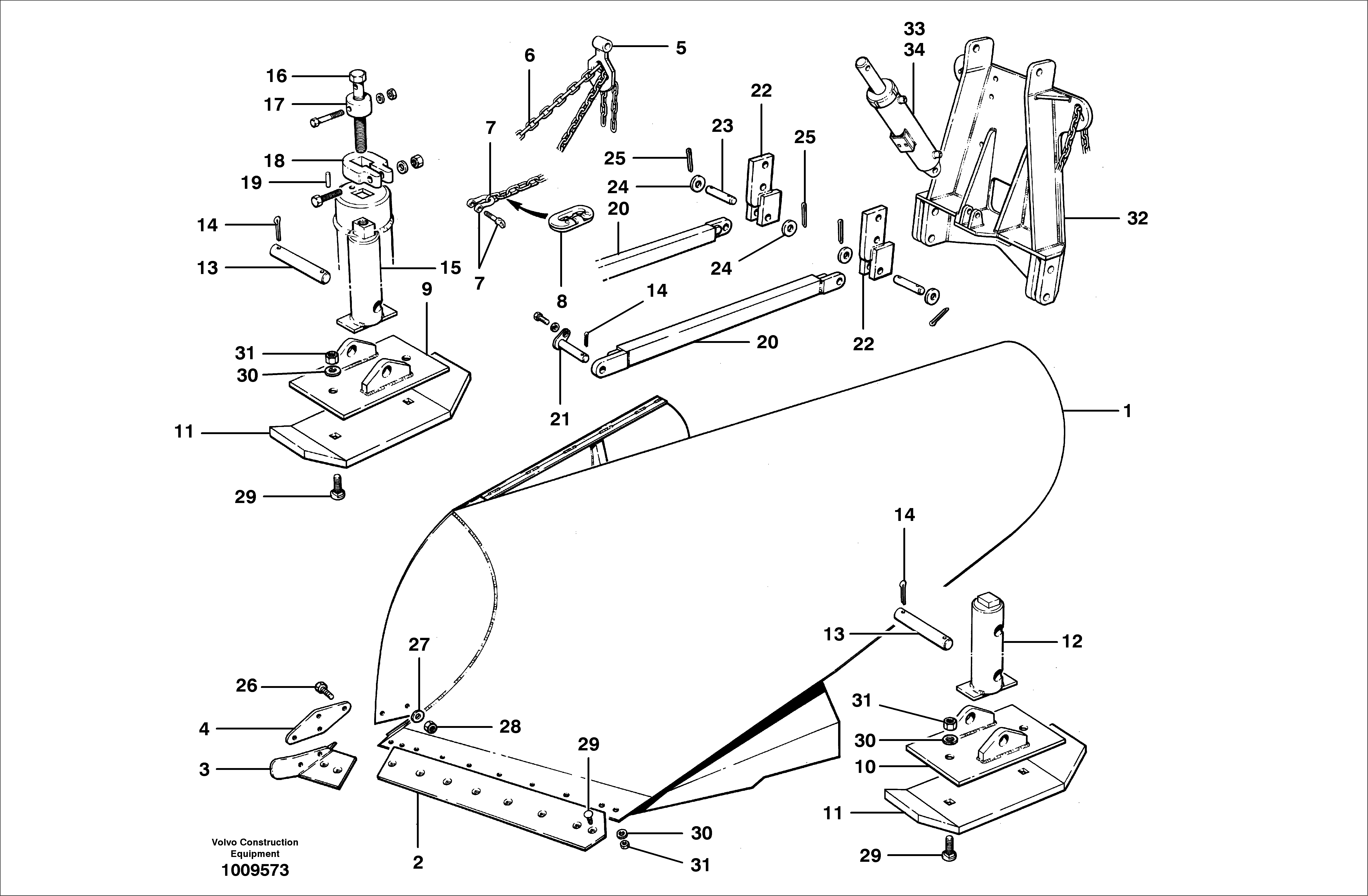 Chain lift v-plow — volvo parts diagram