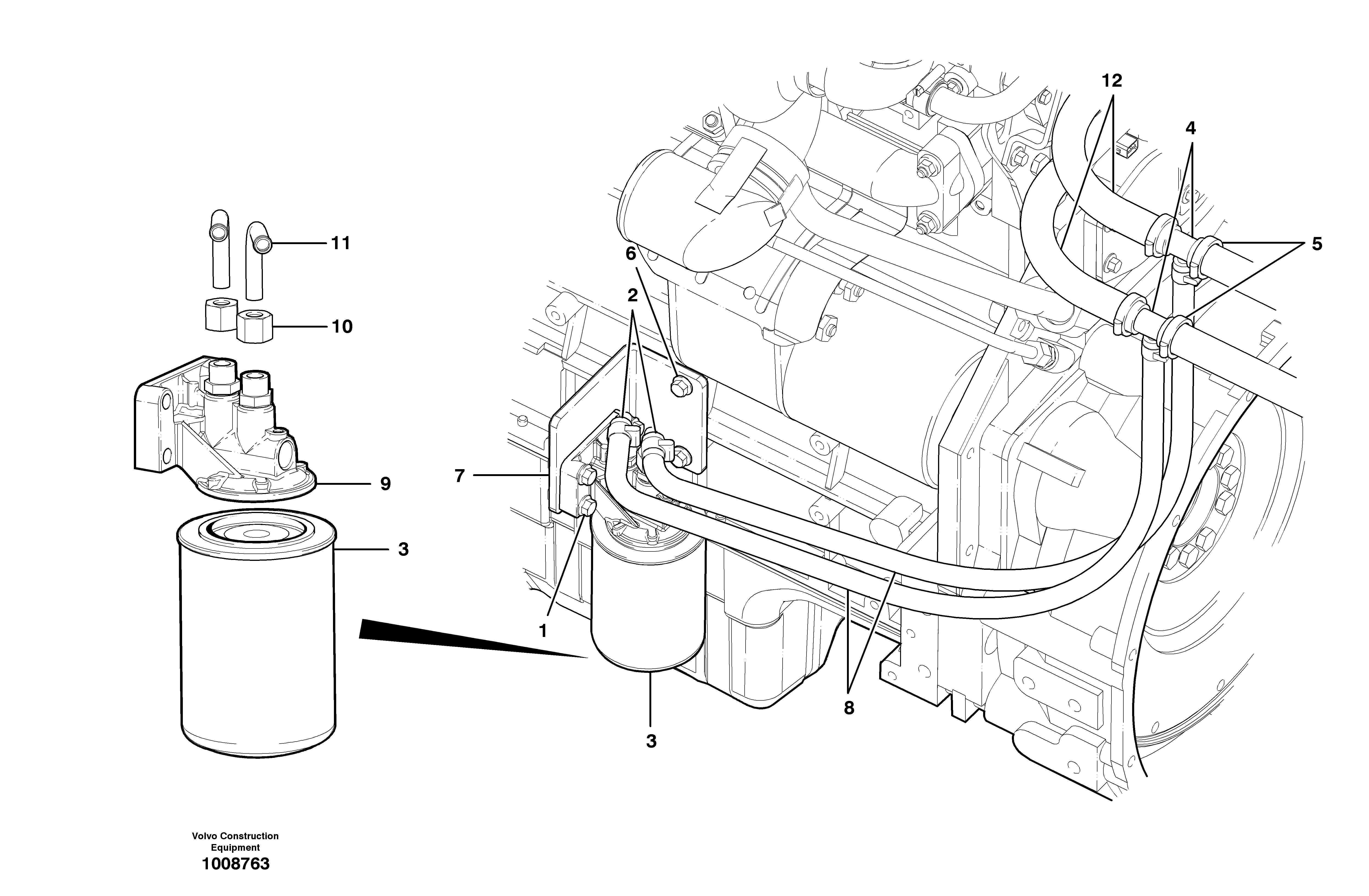 Coolant filter installation  MODEL G710B - G730B — volvo parts diagram
