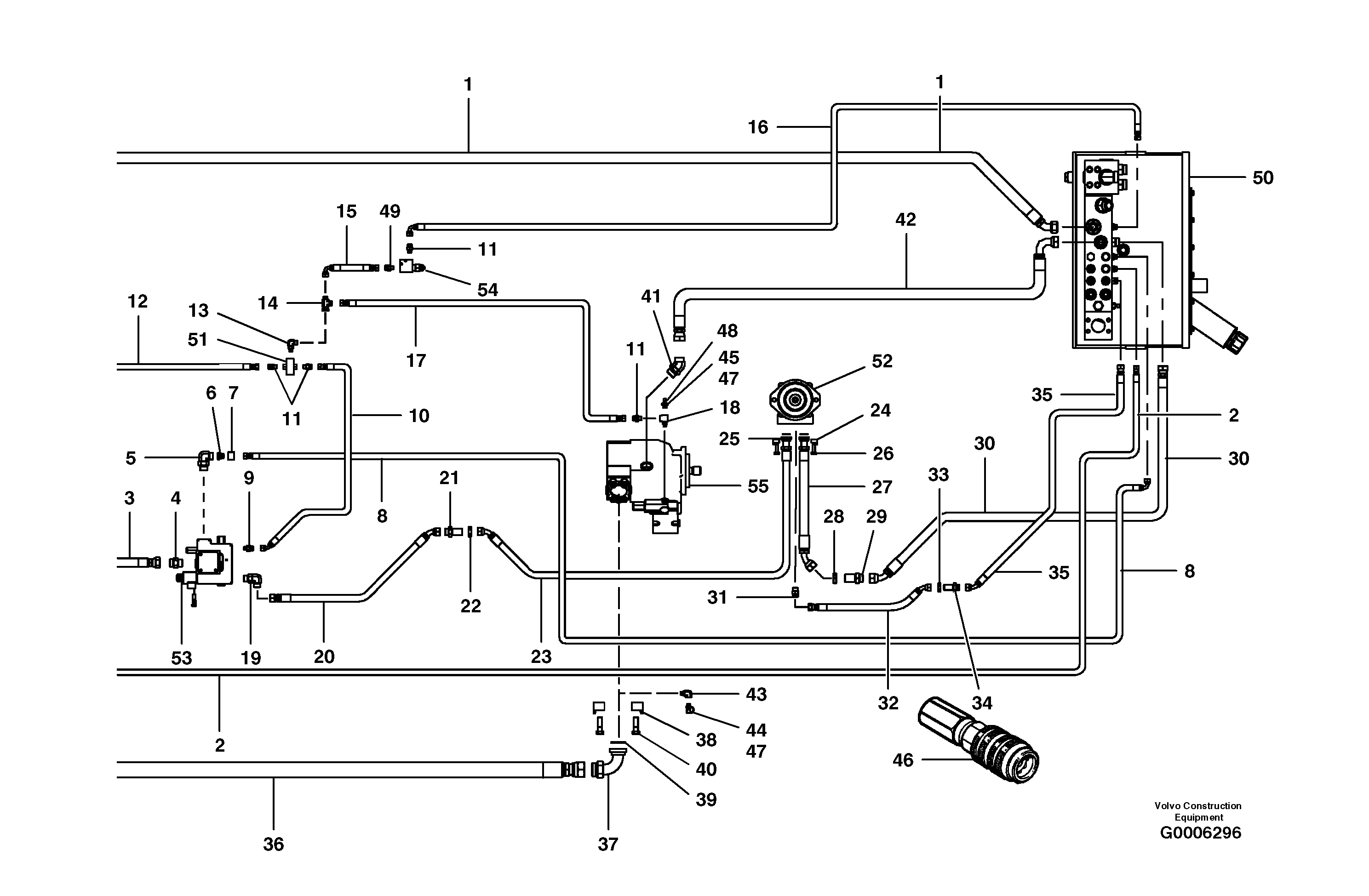 Main hydraulic ciruit - AWD - rear  MODEL G726B, G746B - S/N 35000 - 36077 — volvo parts diagram