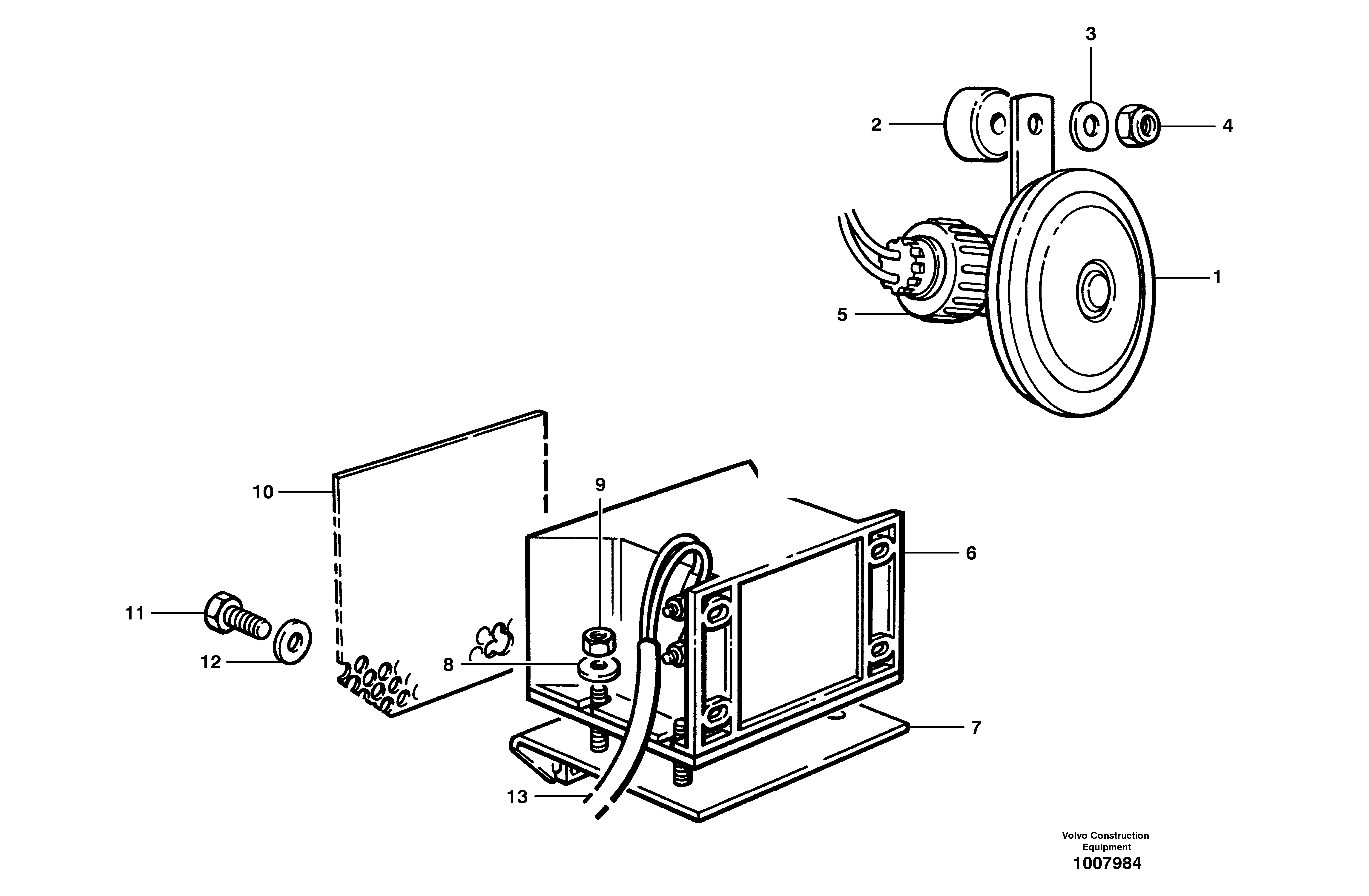 Horn and back-up warning  S/N 35000 - 36389 — volvo parts diagram