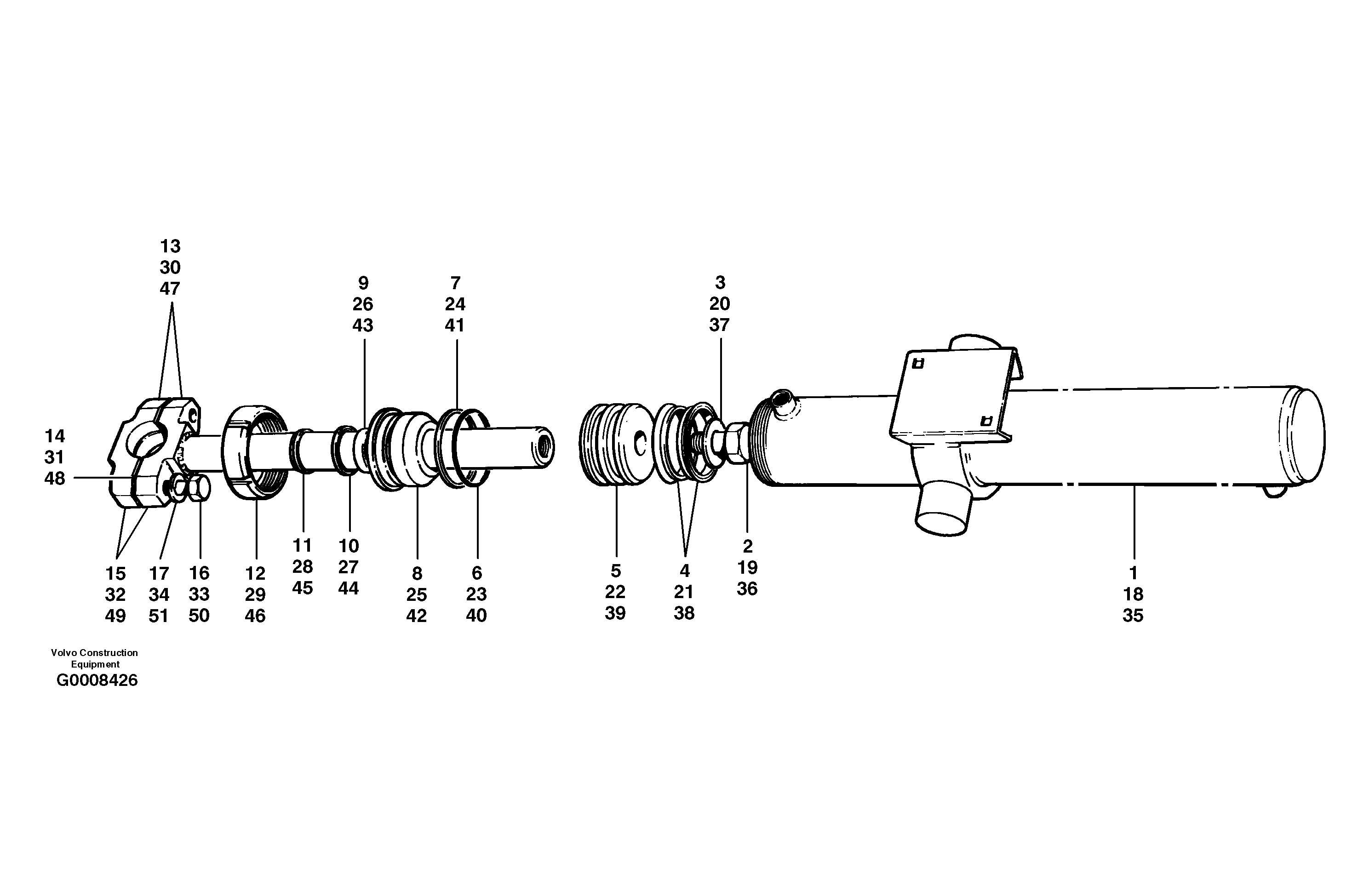 Blade lift cylinders  S/N 35000 - 35049, 35052 - 35060 — volvo parts diagram
