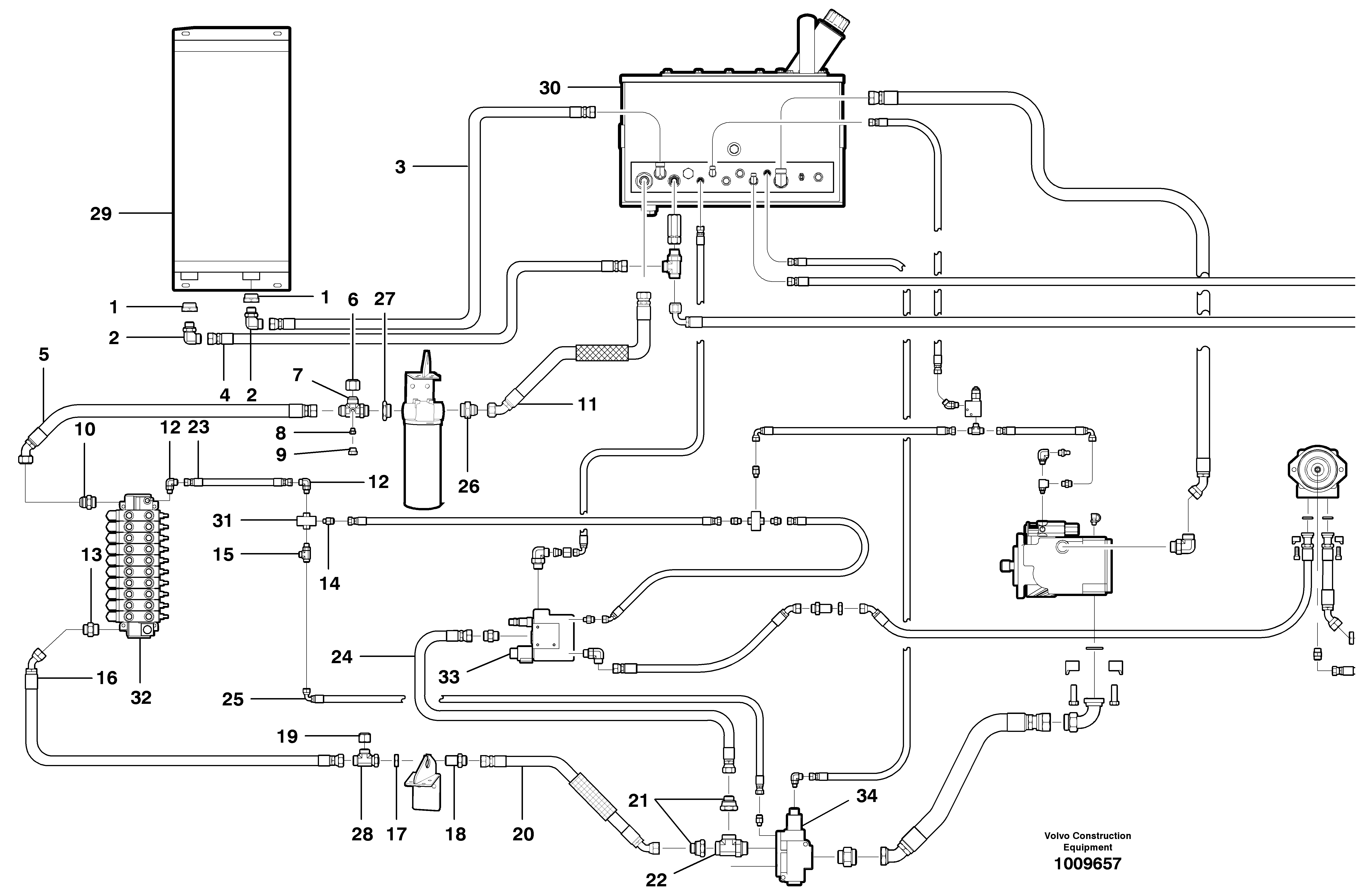 Main Hydraulic circuit - front  MODEL G780B - S/N 36078 - — volvo parts diagram