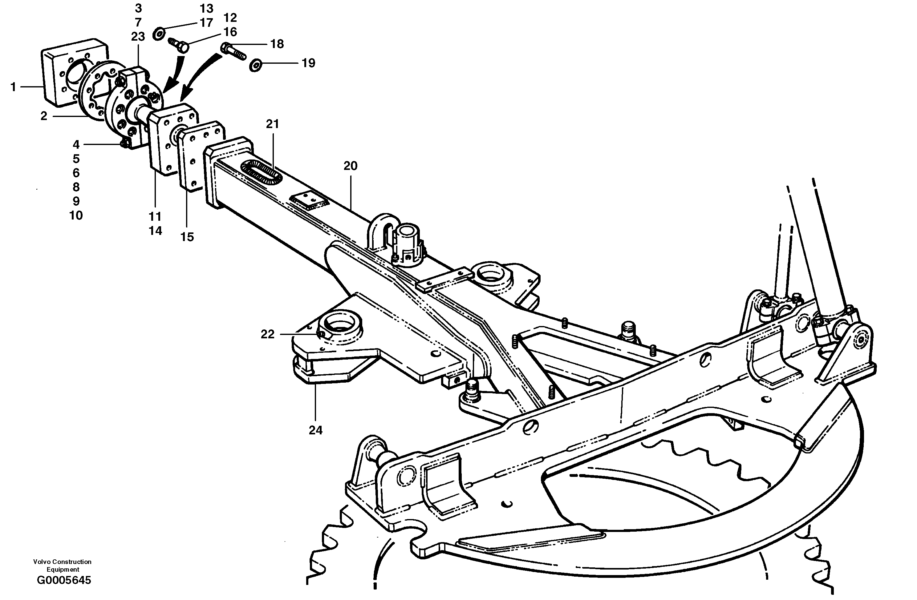Drawbar - front  MODEL G710 - G746B — volvo parts diagram