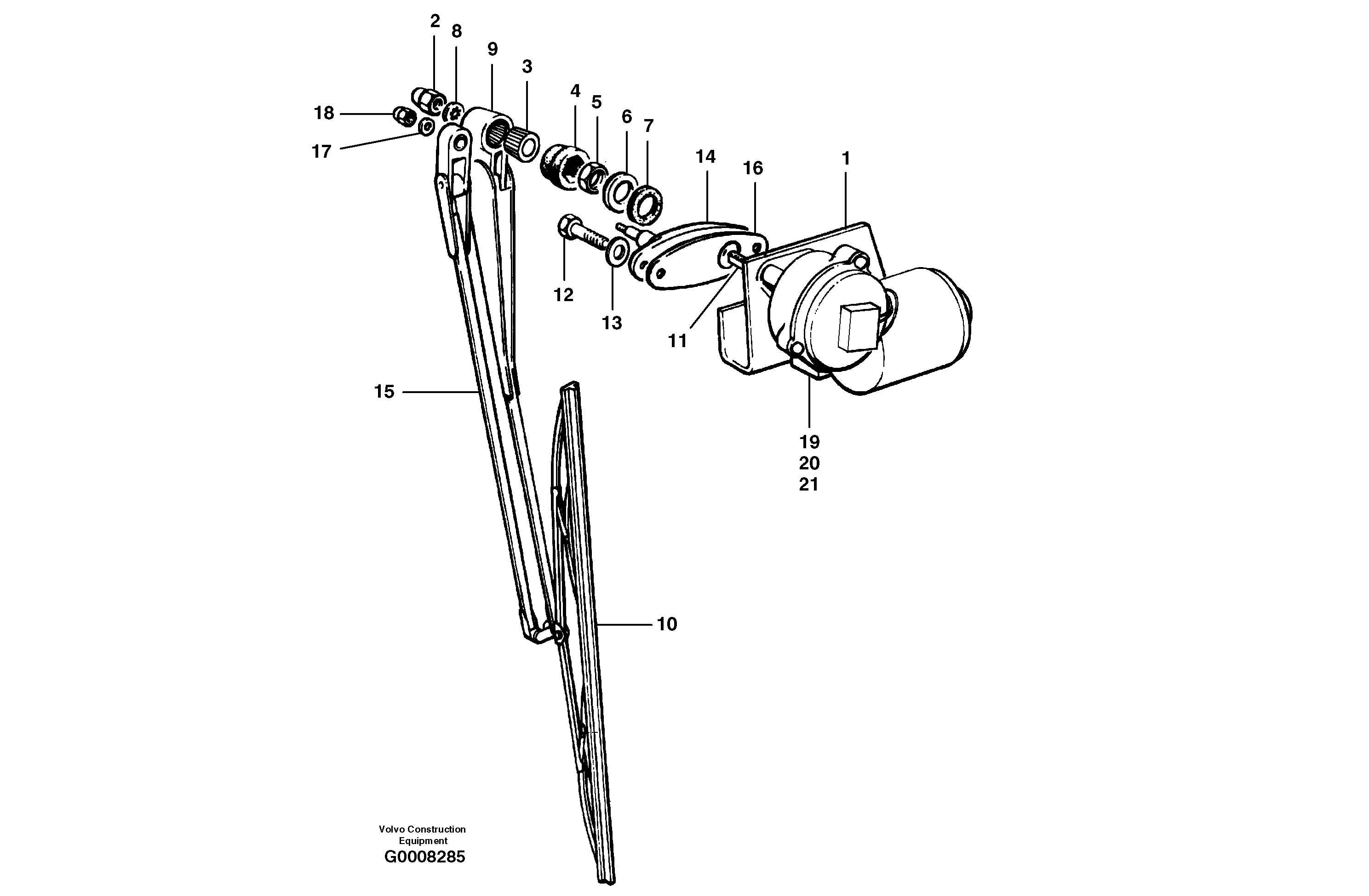 Windshield wiper - standard cab — volvo parts diagram