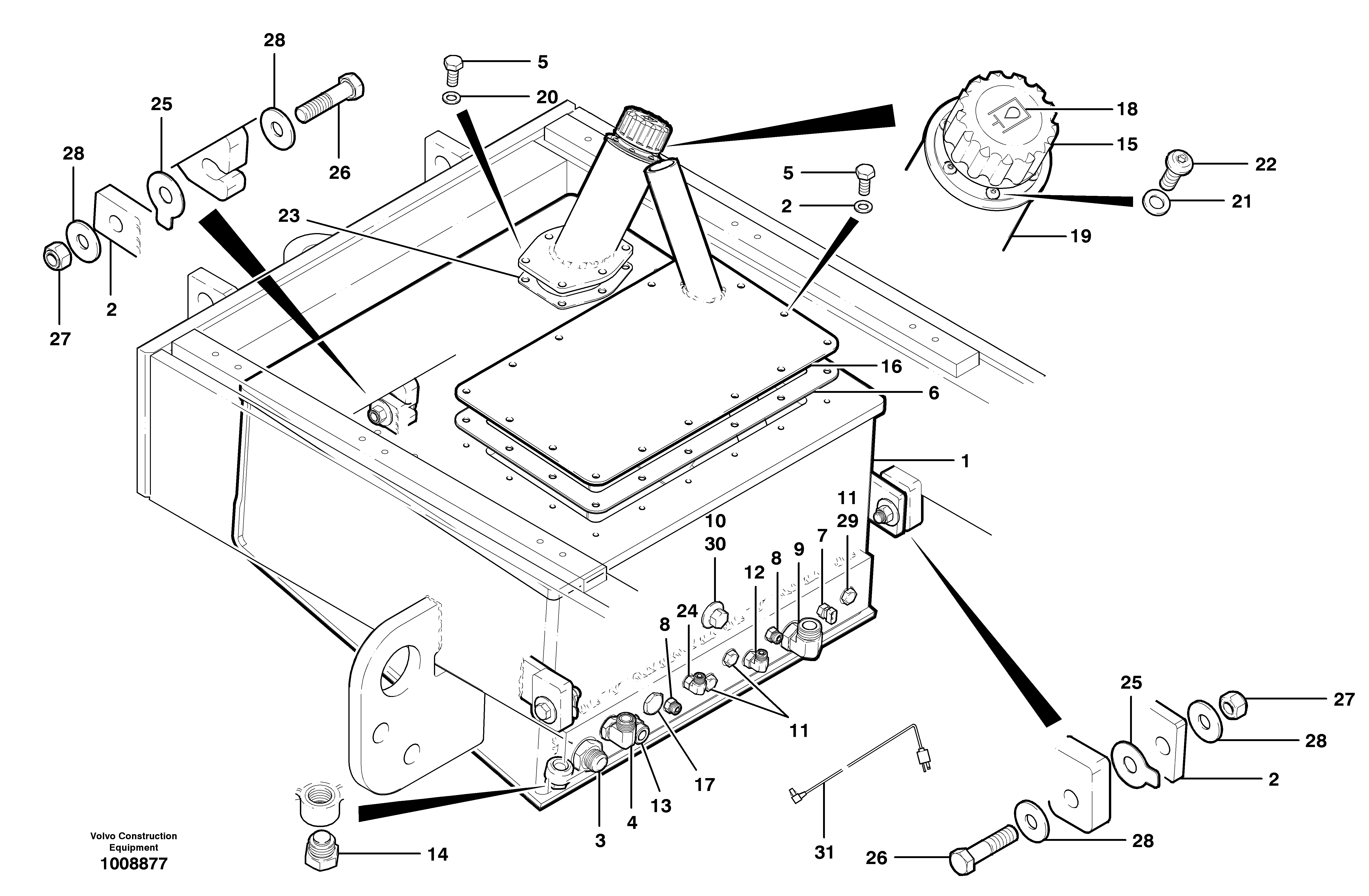 Hydraulic oil tank  S/N 36078 - — volvo parts diagram