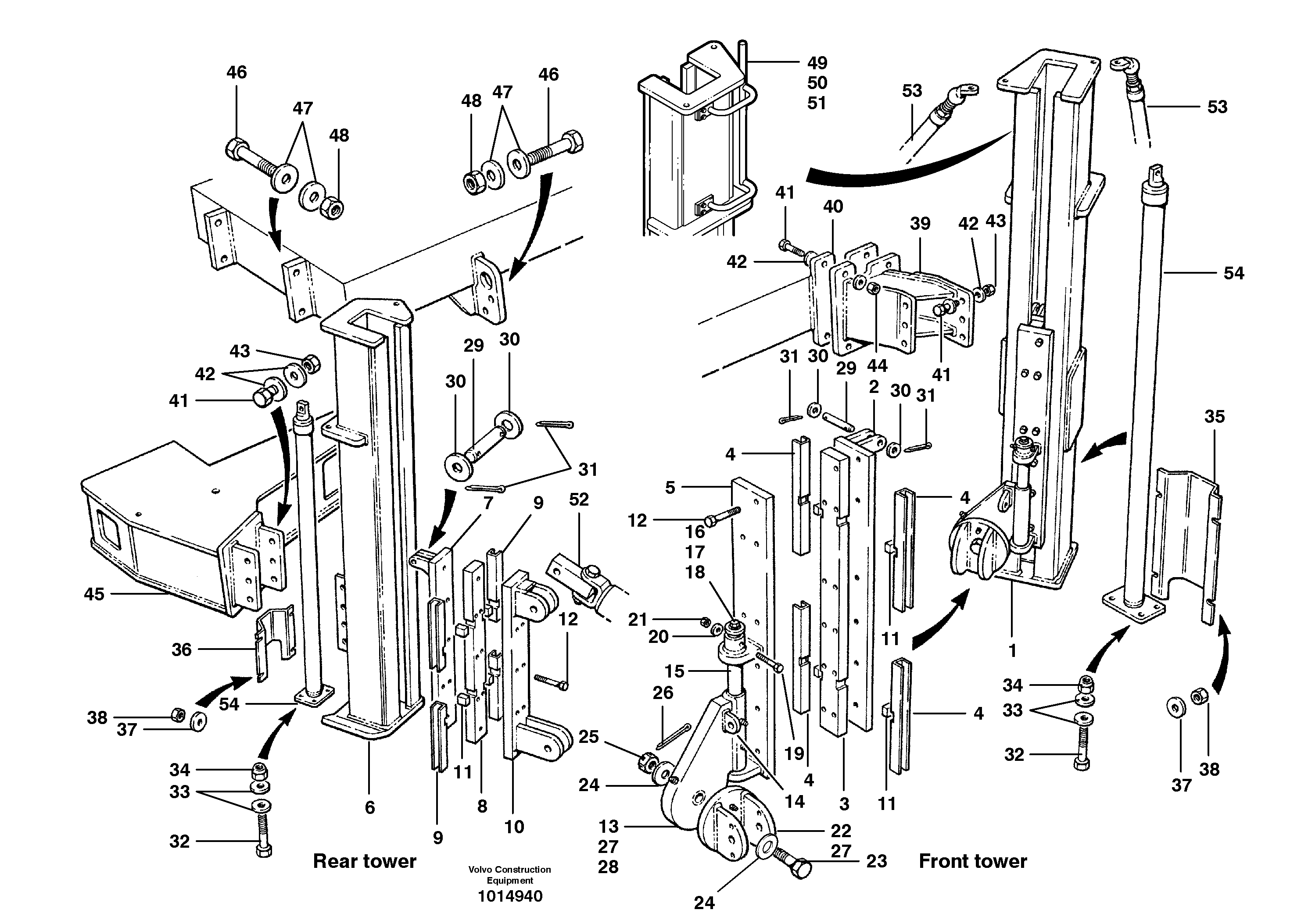 Hi-bank rear mount wing installation — volvo parts diagram