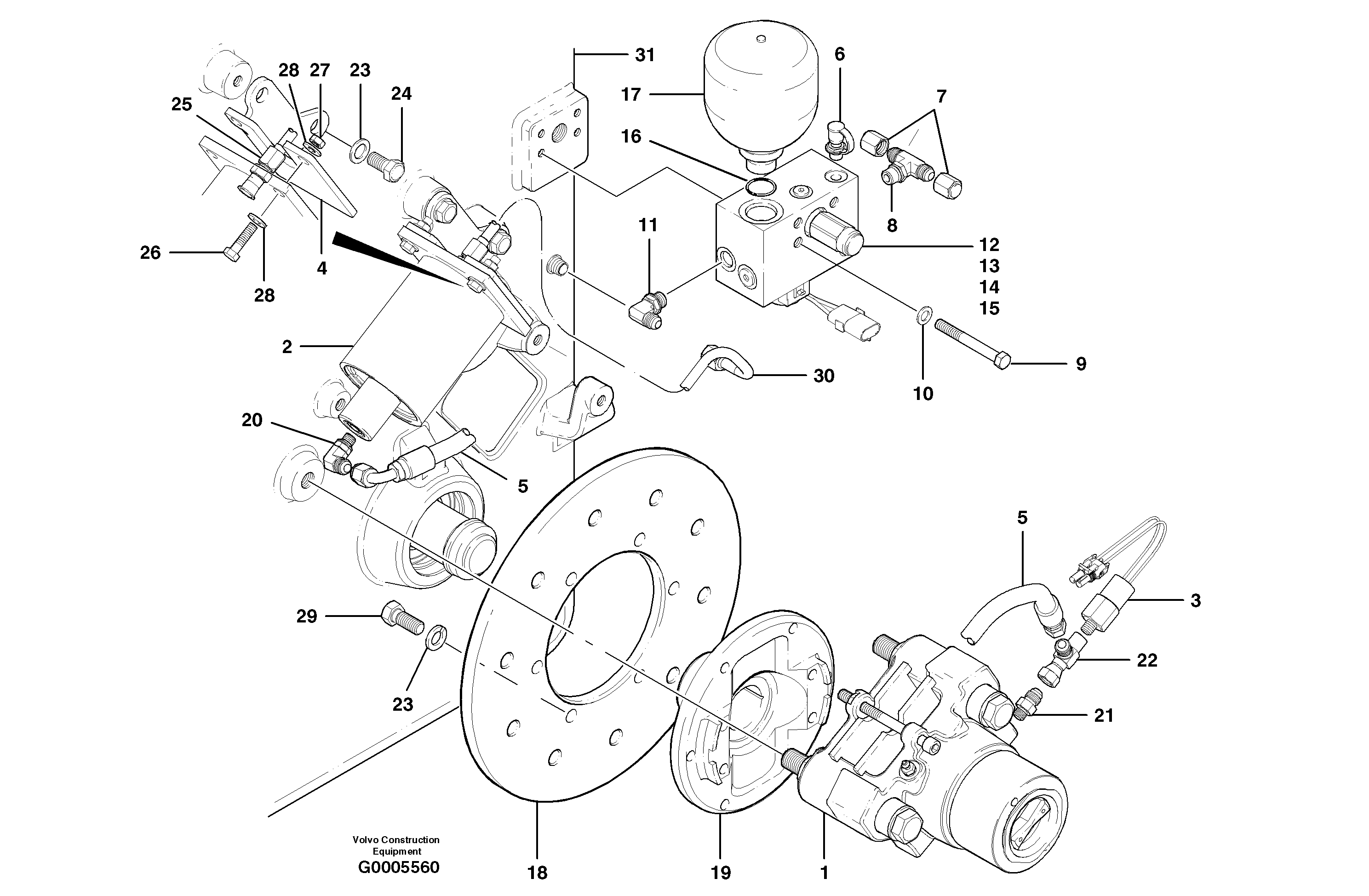 Parking brake  S/N 35225 - 36816 — volvo parts diagram